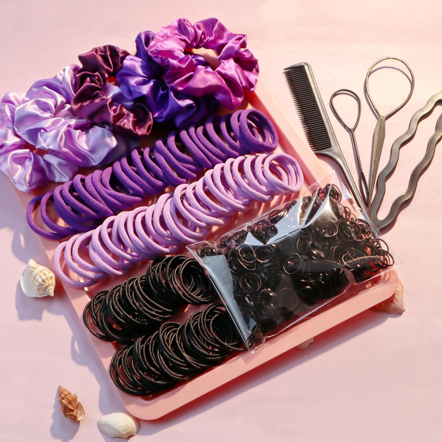 Yanrong Hair Accessories For Woman, 755Pcs Set Seamless Ponytail Holders Variety Hair Scrunchies Hair Bands Scrunchy Hair Ties F