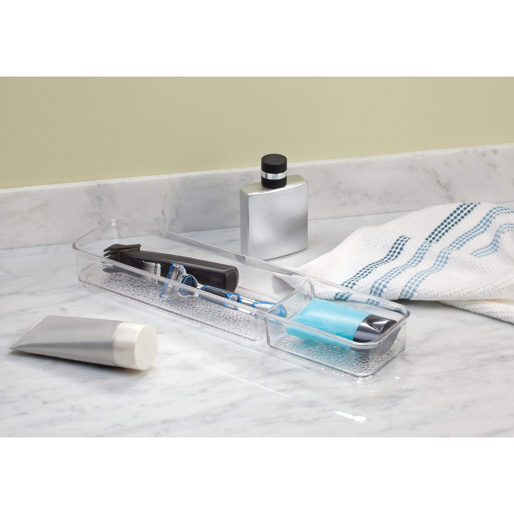 iDesign 48850 Rain Divided Tray for Vanity, Bathroom, Countertop, Drawer, Cosmetics, Makeup, Toiletries, Craft and Office Suppli