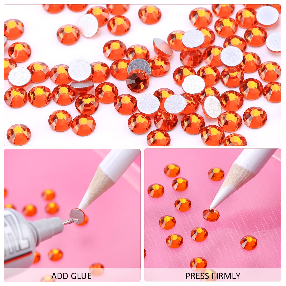 Novani Orange Rhinestones 1440Pcs Ss20 Glass Rhinestones Crystal Flatback Gemstones For Crafts Nails Makeup Bags And Shoes Decor