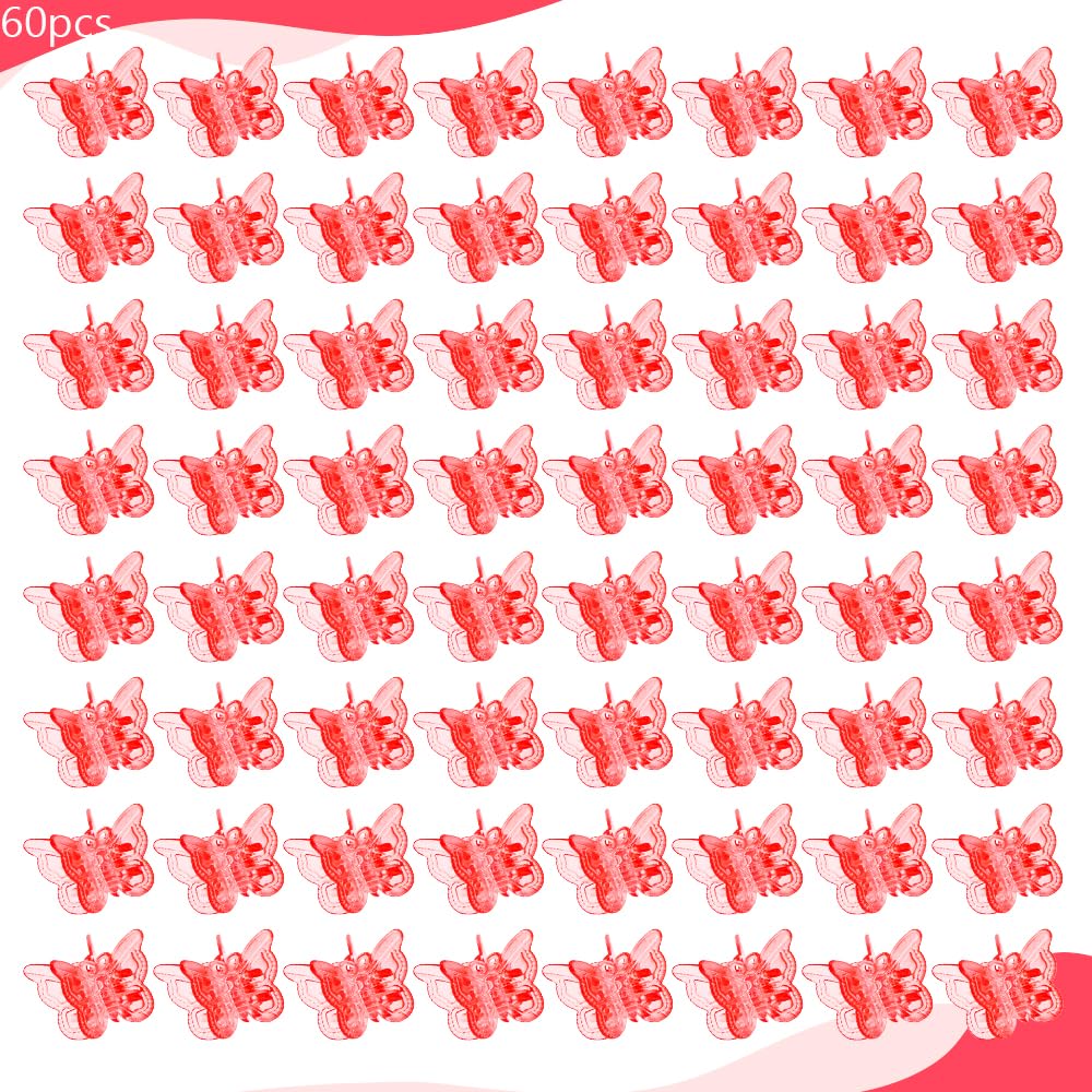 Ahoney 60PCS Mini Red Butterfly Hair Clips for Hair with Box Glitter 90s Y2k Hair Accessories for Girls Women