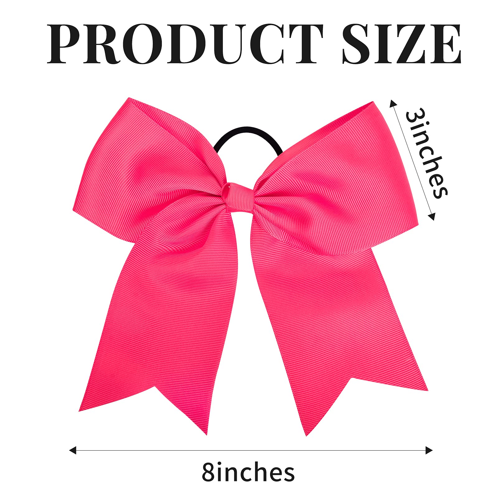 24 Pcs 8'' Large Cheer Bows Pink Girl Hair Bows Cheerleading Softball Team Bow Hair Accessories For Cheerleaders Football Compet