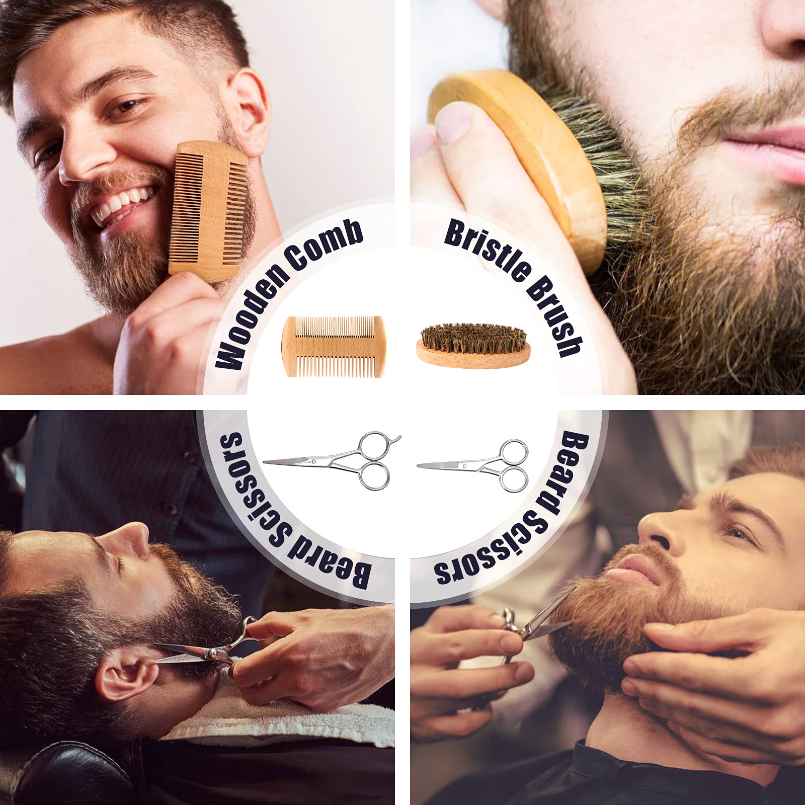 Lionmane Beard Care Gifts Kit for Men - Grooming Set A with Beard Balm, Wash, Oil, Brush & Scissors - Perfect Gift for Him