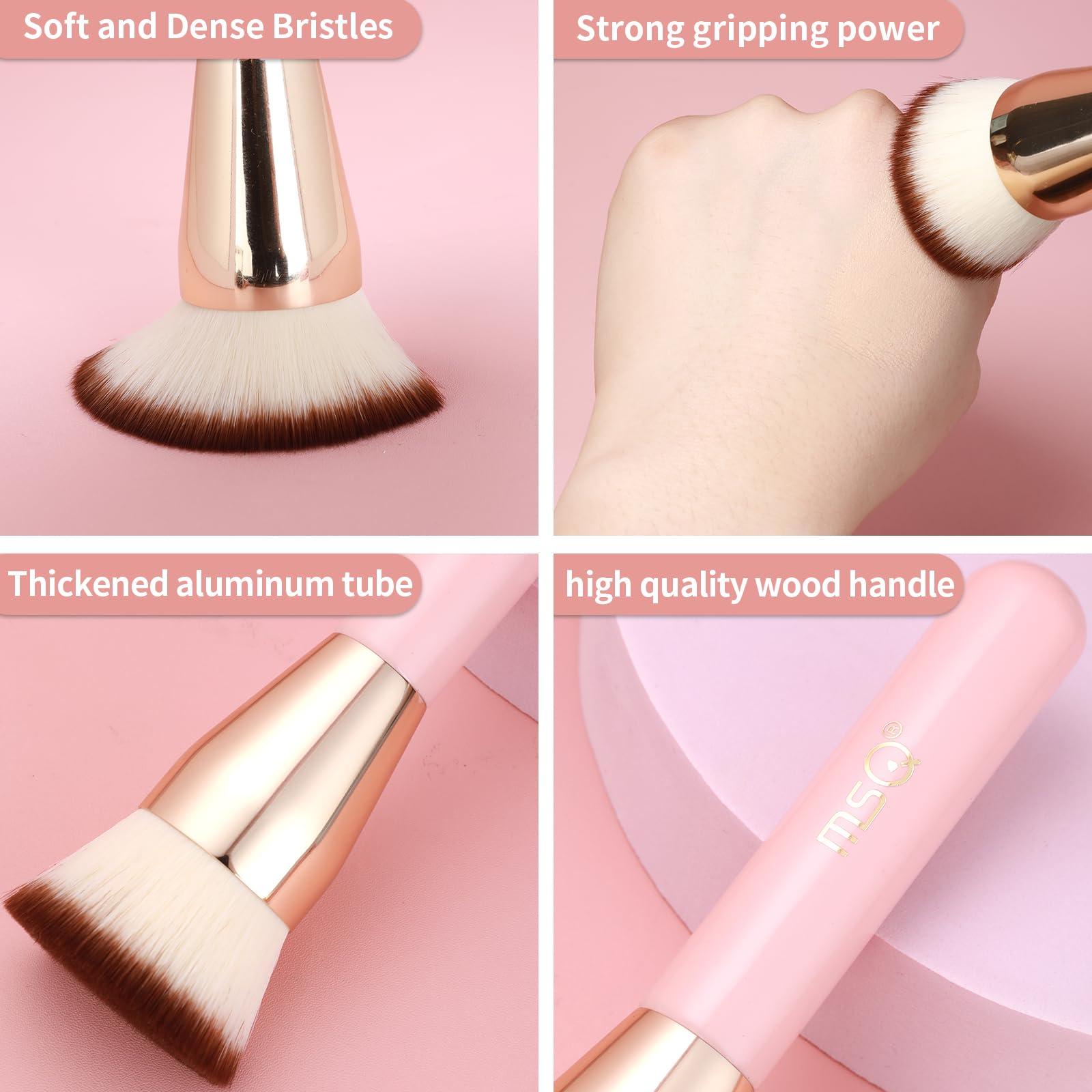 Foundation Brush For Liquid Makeup, Msq Flat Top Kabuki Foundation Brush Premium Makeup Brushes For Liquid, Cream And Powder-Liq