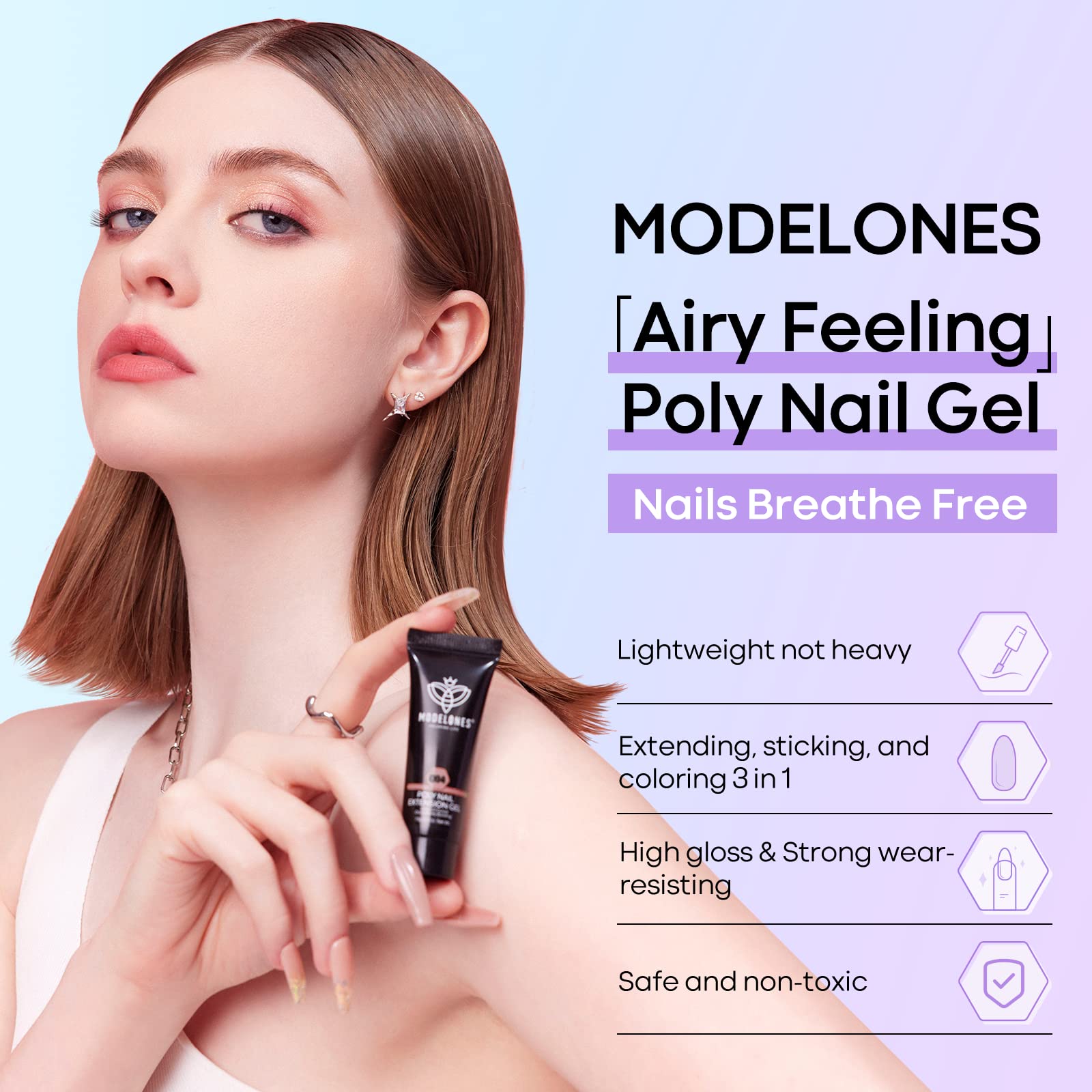 Modelones 12 Colors Poly Nail Extension Gel Kit Pink Black White Red Glitter All Seasons Classic Colors Builder Nail Gel Set Hol