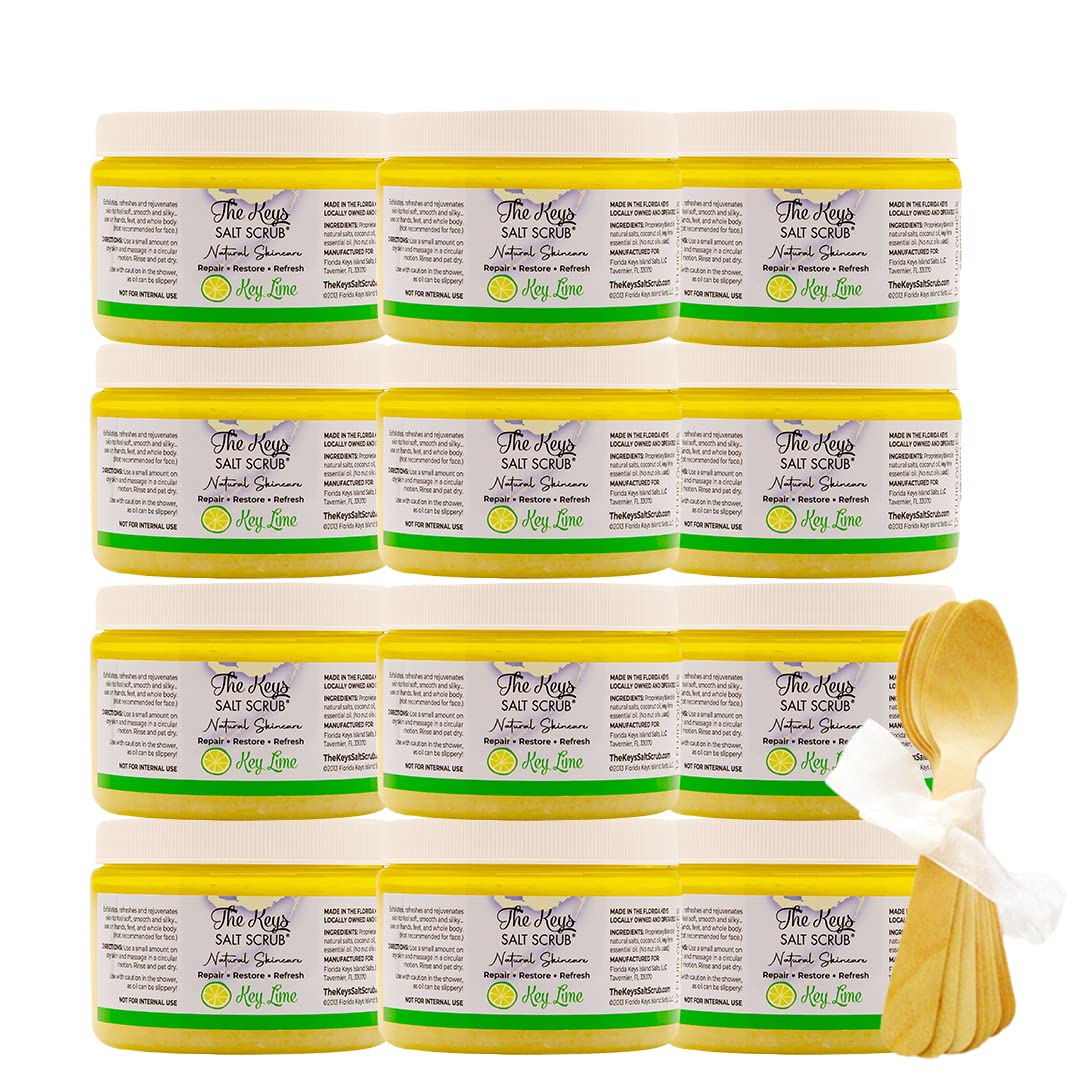 The Keys Salt Scrub -Sea Salt Scrub - Exfoliating Body Scrub with Wooden Spoon - Moisturizing Exfoliator for Face, Hands, Foot, 
