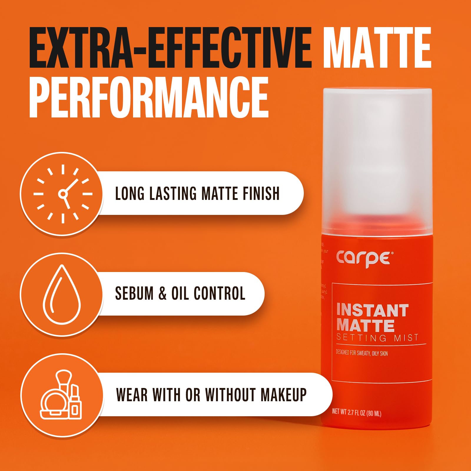 Carpe Matte Setting Spray Mist ~ New~ Instant Matte Setting Spray For Sweat & Oil Control - Ideal Setting Spray For Oily Skin -