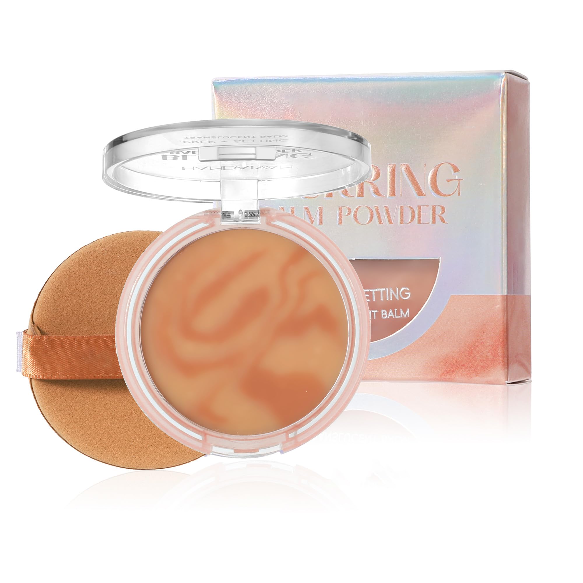 BEUKING Blurring Balm Powder, Setting Translucent Foundation Primers, Oil Control Concealer Pressed Cream Waterproof Sweatproof 