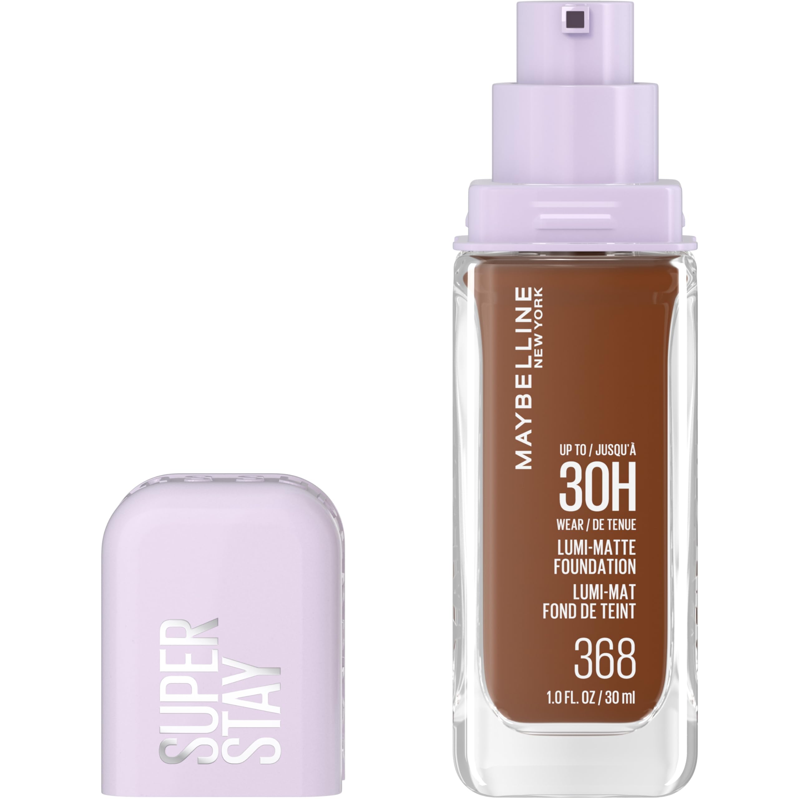 Maybelline Super Stay Lumi-Matte Foundation, Lightweight and Buildable Full Coverage Foundation Makeup For Up To 30HR Wear, 368,
