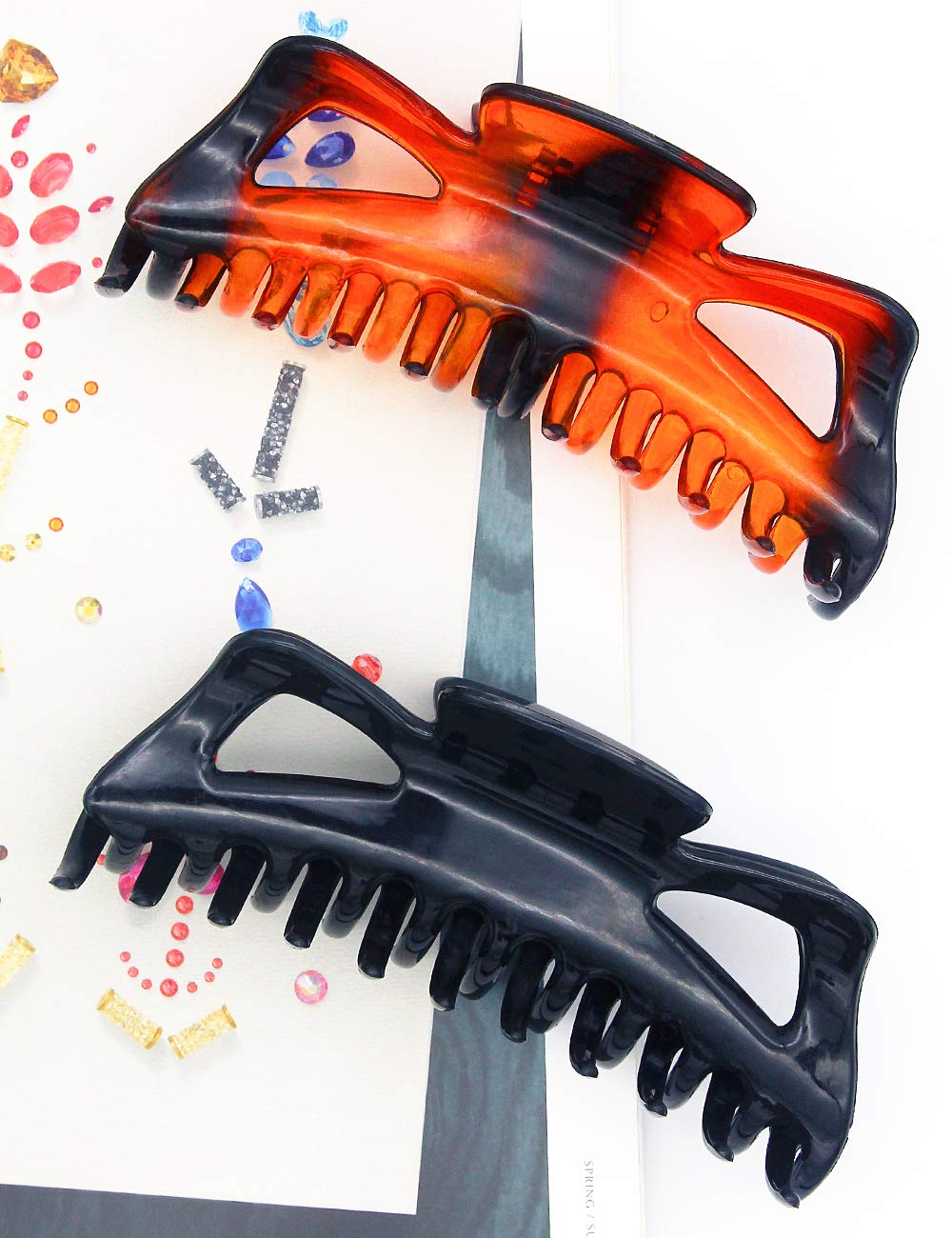 Accglory Large Hair Claw Clips For Long Thick Hair Women 5 Inches Big Plastic Claw Clamps 2Pcs In Set Hair Accessories Clips (Bu