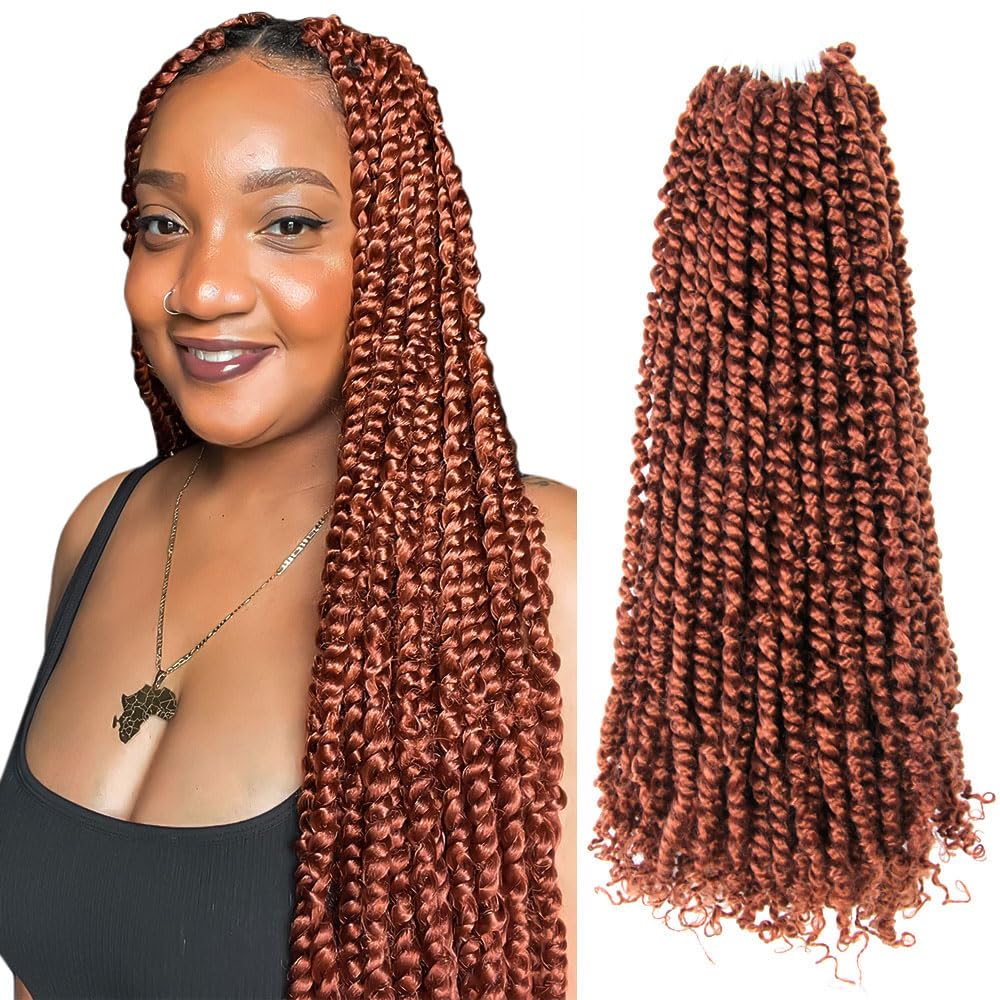 The BOHOBABE Crochet Passion Twist Hair Pretwisted 20 Inch Long Pre-looped Passion Twist Crochet Braiding Hair 8 Packs(350#)