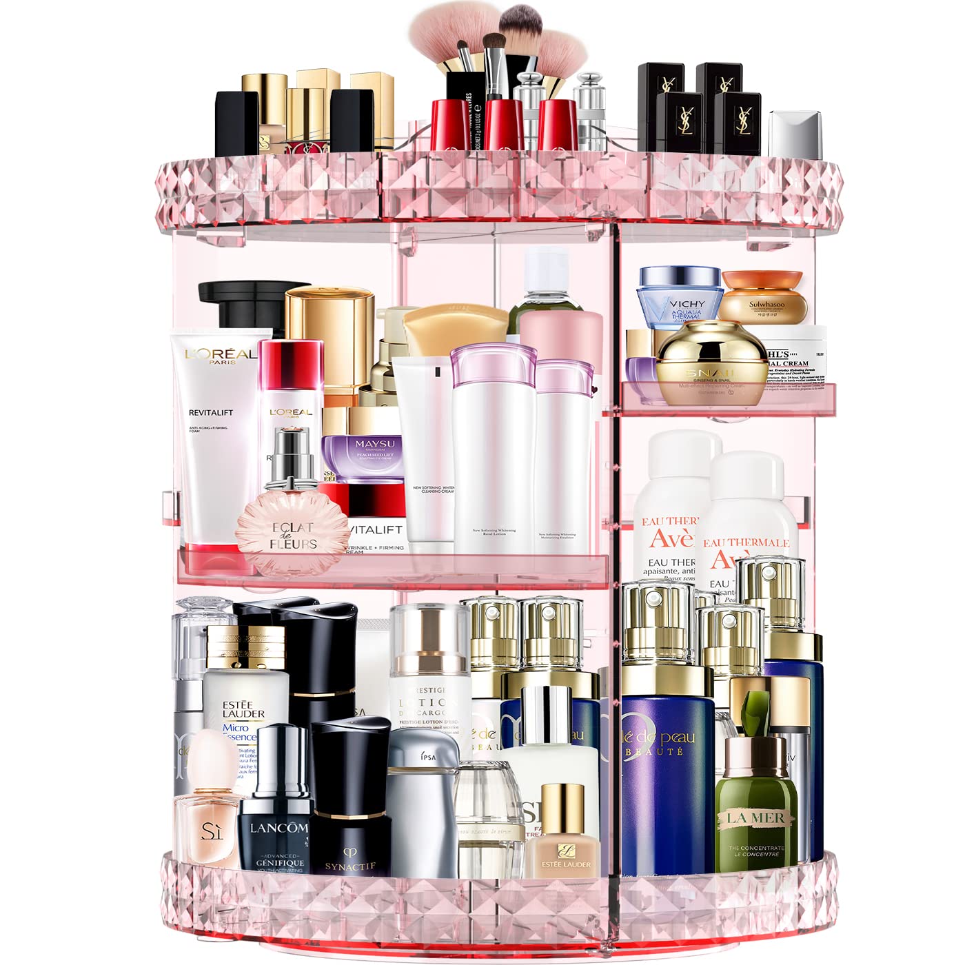 MISERWE Makeup Organizer 360 Degree Rotating 7 Adjustable Layers Large Capacity Cosmetic Organizer Transparent Make Up Organizer