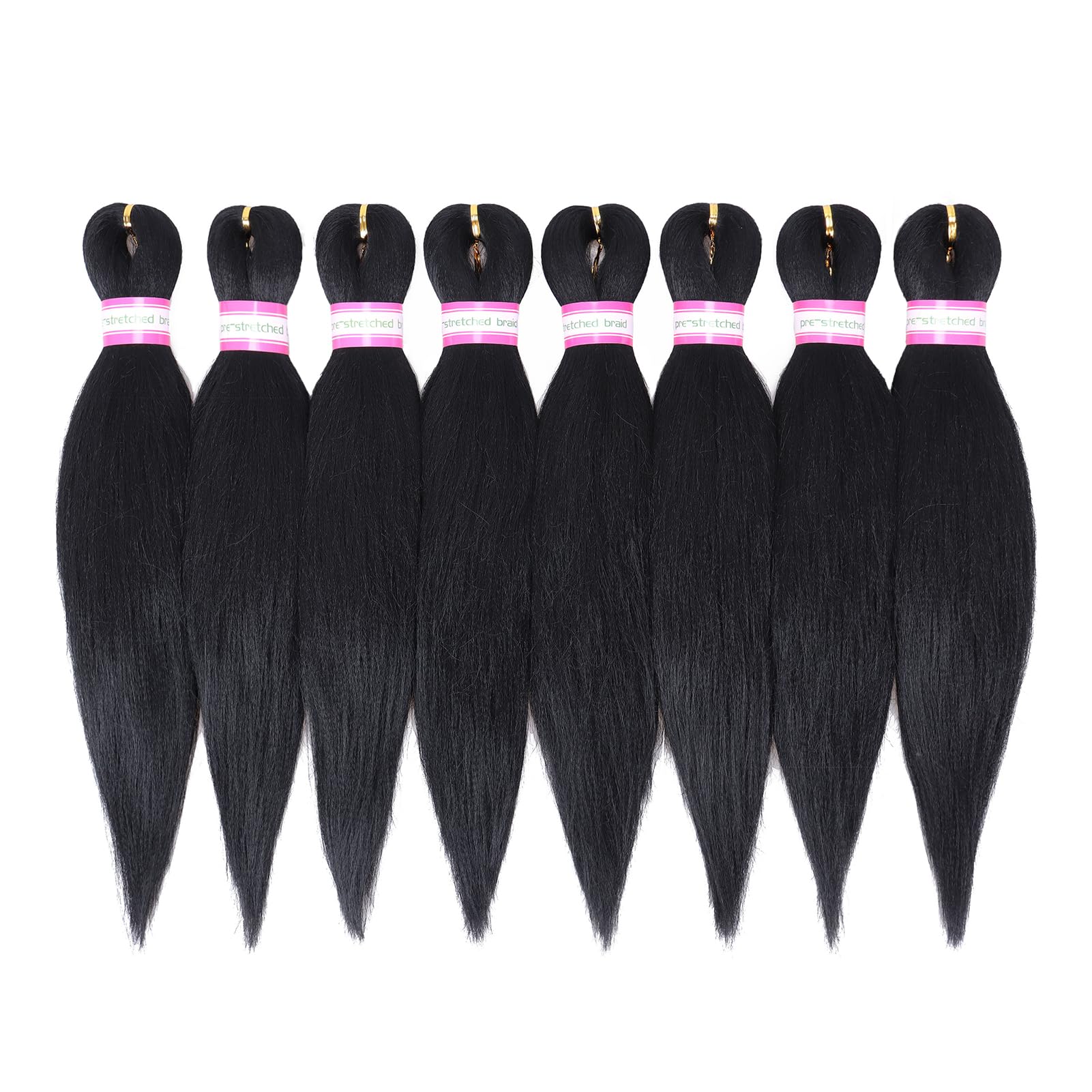 Pre-Stretched Braiding Hair Extensions Black-12 Inch 8 Packs Synthetic Braiding Hair Crochet Braids, Natural Easy Braid Crochet