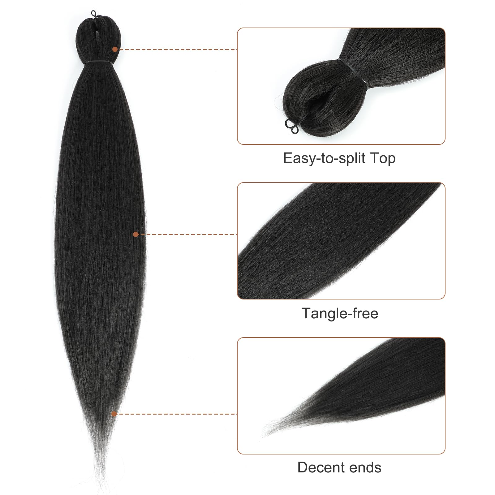 Difunee Pre-Stretched Braiding Hair - 14 Inch 8 Packs Dark Brown Mid-Length Braiding Hair For Twist Or Box Braids, Yaki Texture
