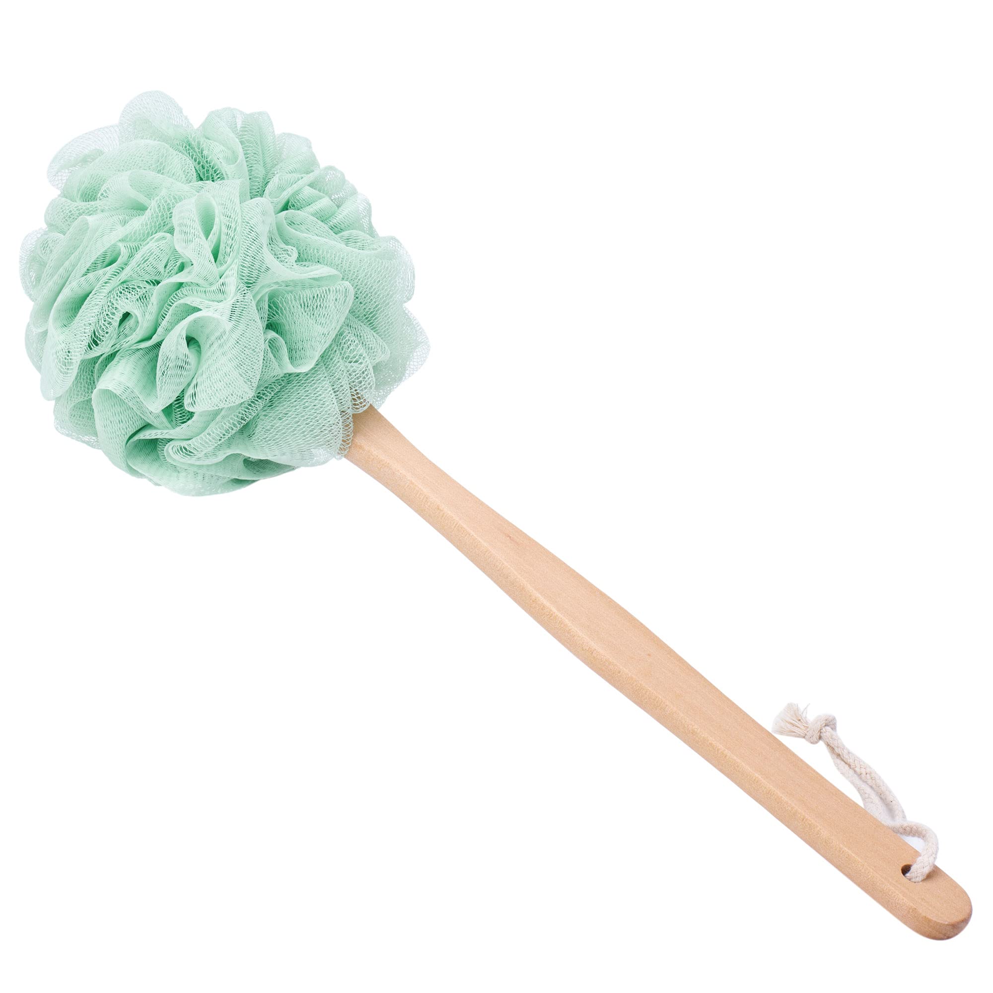 Arswin Loofah Sponge Back Scrubber, Wooden Long Handle Bath Sponge Lufa Shower Brush, Soft Nylon Mesh Back Cleaner Washer, Men &