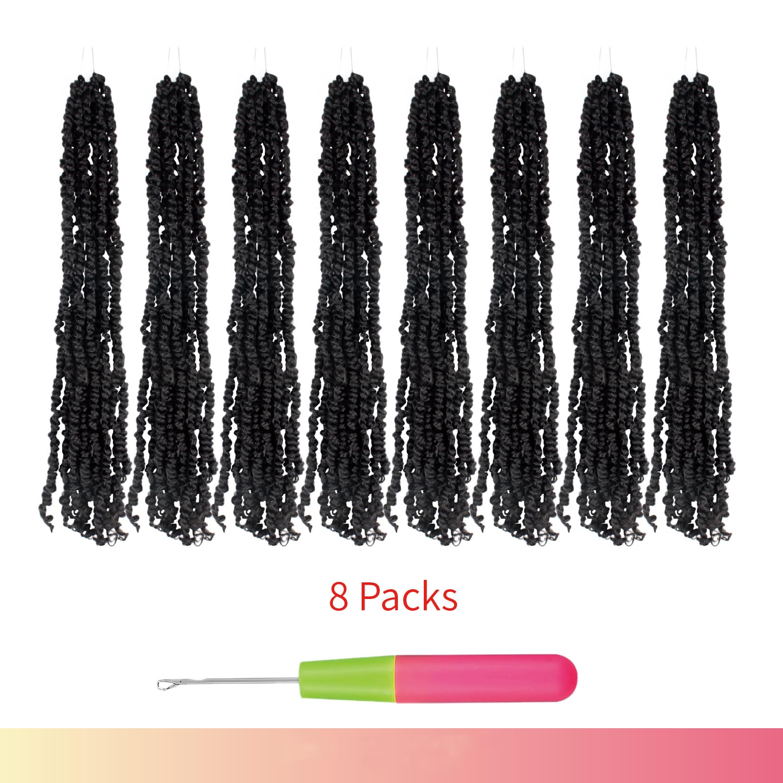 The BOHOBABE Crochet Passion Twist Hair Pretwisted 12 Inch Short Pre-looped Passion Twist Crochet Braiding Hair 8 Packs(1B)