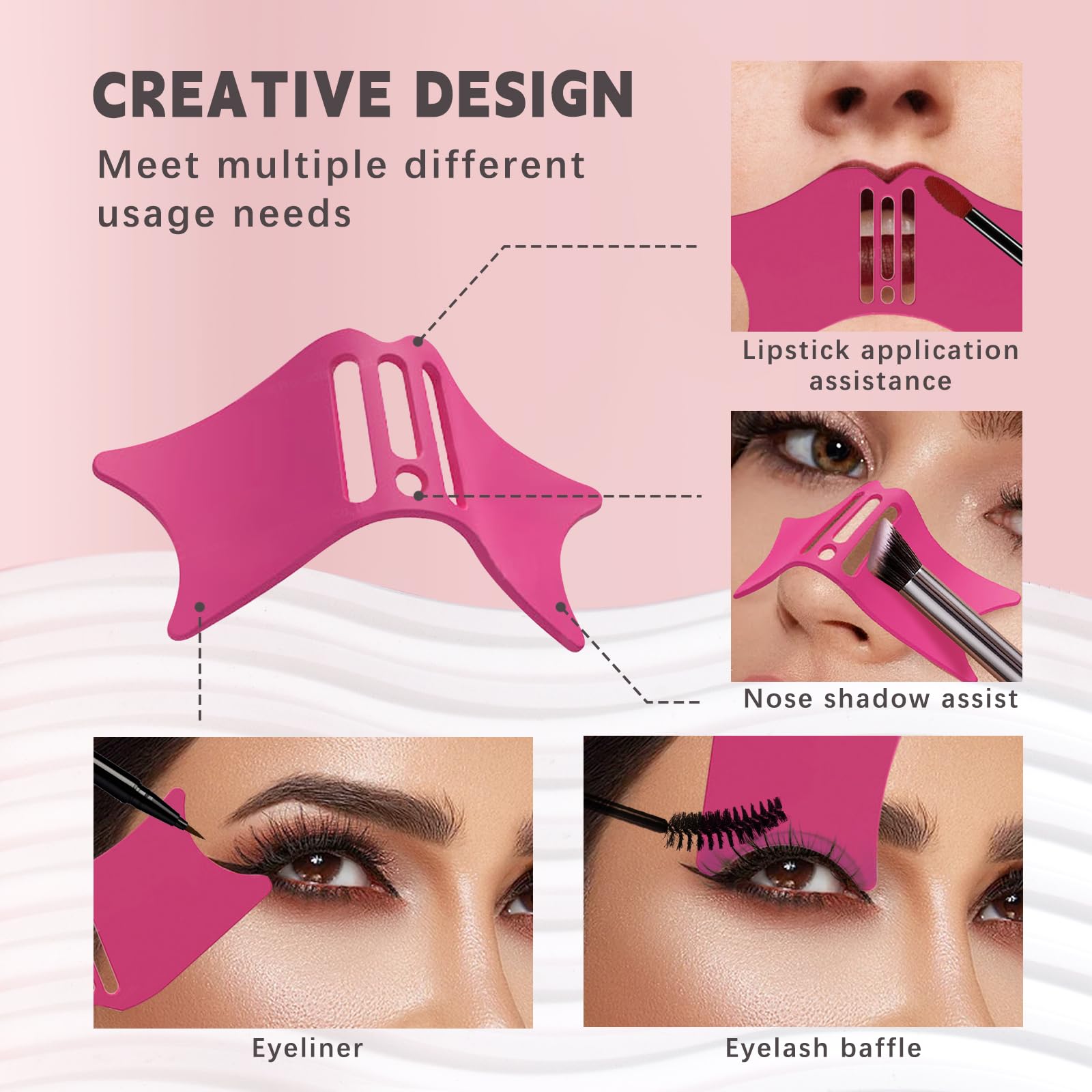 Hosaily Nose Contour Eyeliner Stencils, 4 In 1 Silicone Multifunctional Eye Makeup Aids Tool For Nose Shadow Highlighter/Winged