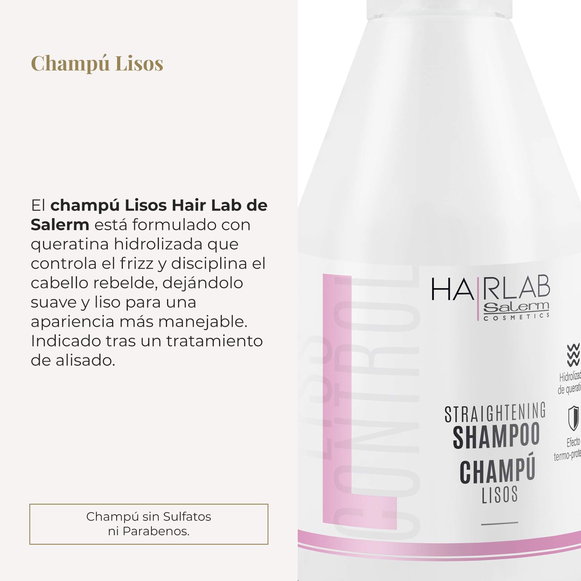 Salerm - Keratin Shampoo - Lisos Hair Lab Shampoo - 300 Ml - Controls Hair Frizz - Smooth And Straight Hair - With Heat Protecto