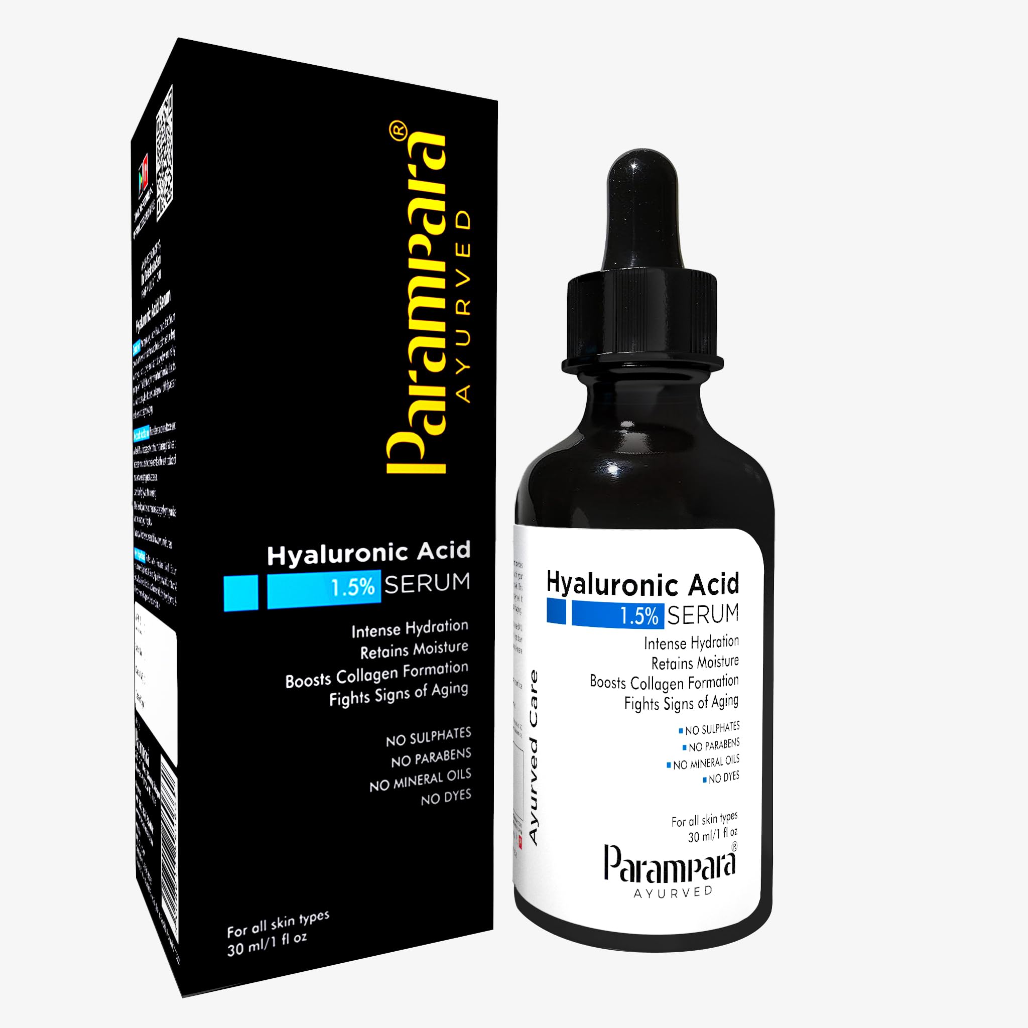 Parampara Ayurved Hyaluronic Acid Serum 1.5% | Deep Skin Hydration Face Serum | Lightweight Non Sticky Glowing Dewy Skin | Anti 