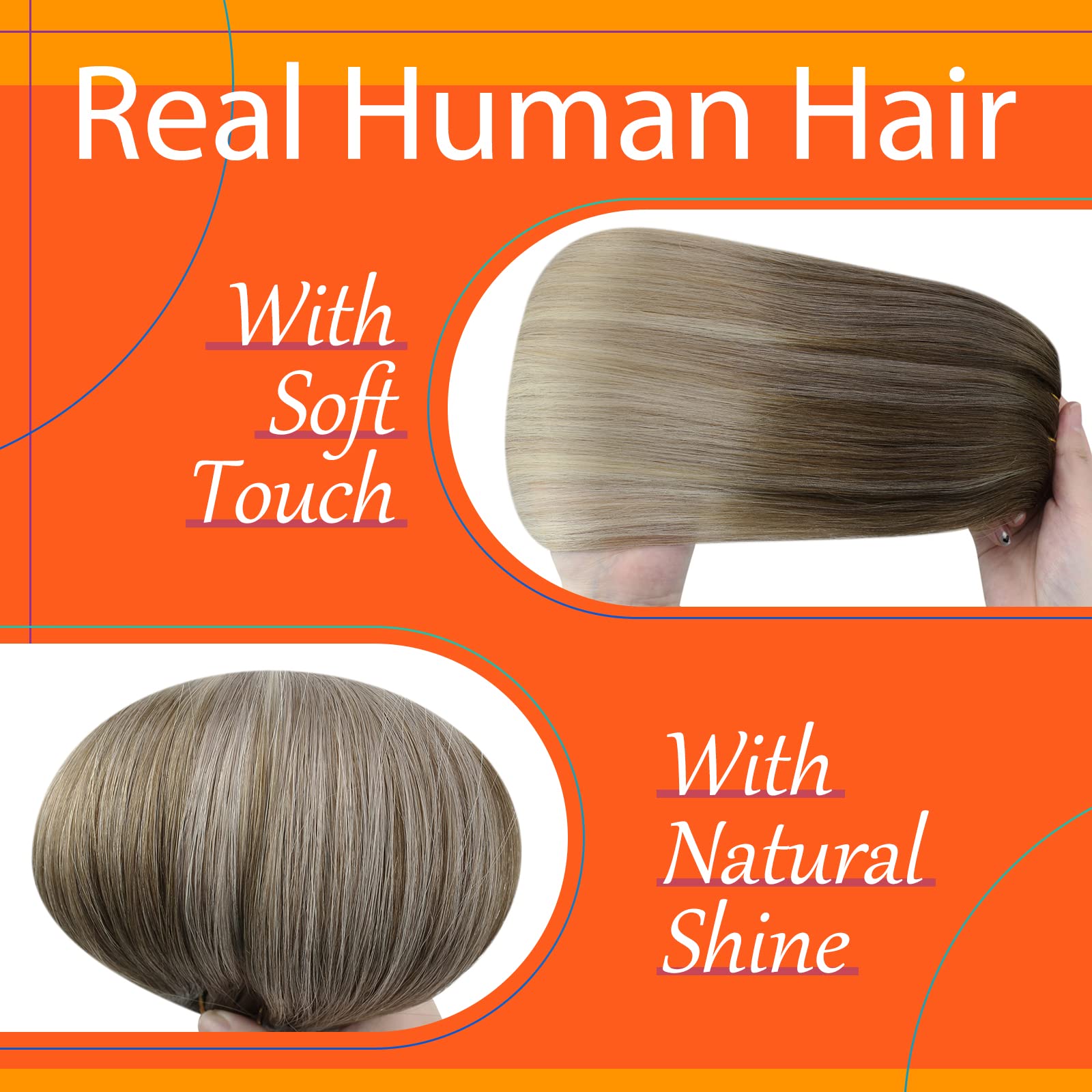 [Uncontinued] Human Hair Clip in Extensions, Sunny Clip in Hair Extensions Ombre Human Hair, Dark Brown Ombre Golden Blonde Mix