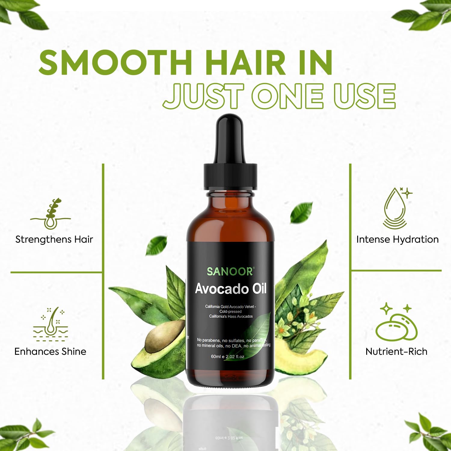 Sanoor California Gold Avocado Oil - 100% Pure & Cold-Pressed - Premium Grade For Hair & Skin With Nutrient-Rich Hair Butter - 2