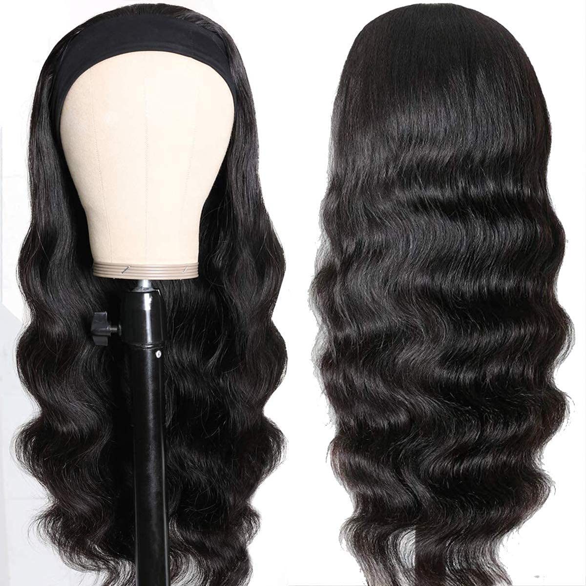 higher Body Wave Headband Human Hair Wig 18 Inch Glueless None Lace Front Wig Brazilian Virgin Hair Wear and Go Wigs for Black W