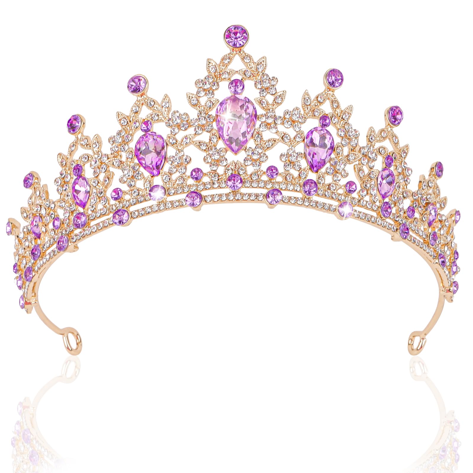 CIEHER Purple Crown Crystal Purple Tiaras for Women Princess Crown Purple Tiara for Birthday Party Wedding Halloween Hair Access