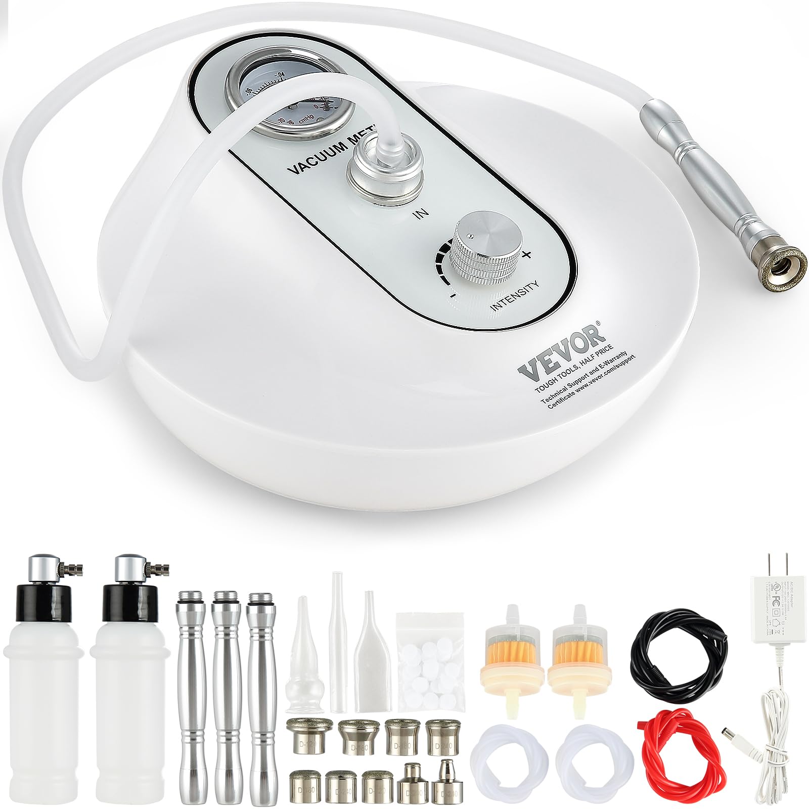 VEVOR Diamond Microdermabrasion Machine, 3 in 1 Professional Dermabrasion Machine with 70cmHg Maximum Suction, 9 Diamond Tips, 2