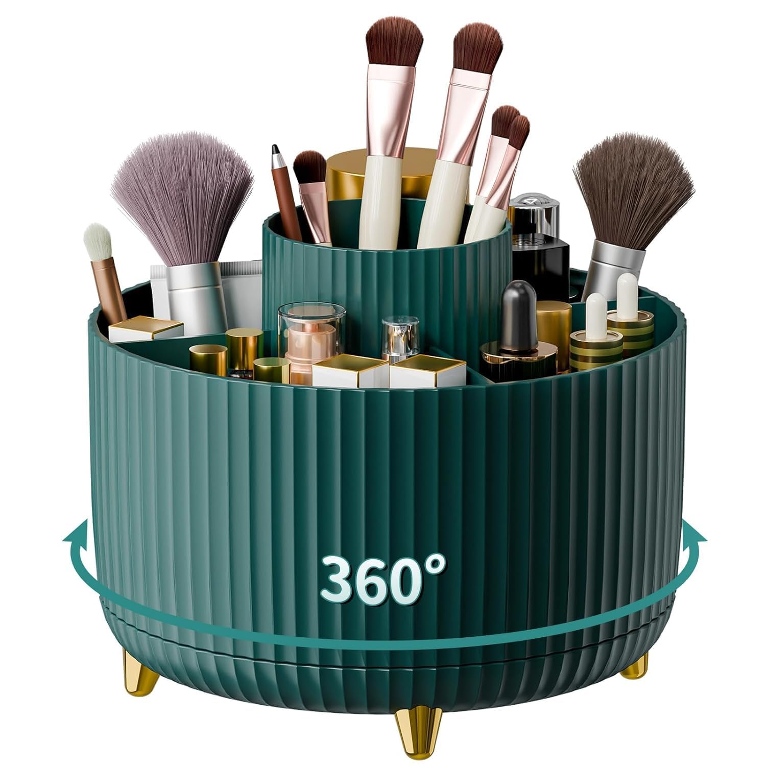 Daome 360 Rotating Makeup Cosmetics Brush Holder Organizer, Makeup Organizers Countertop, Makeup Organization Skincare Storage F
