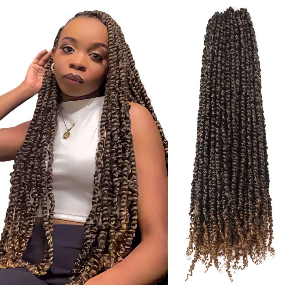 WUDAS Long Passion Twist Hair 22 Inch Pre-twisted Passion Twists Crochet Hair Ombre Honey Blonde Pre-looped Synthetic Crochet Br