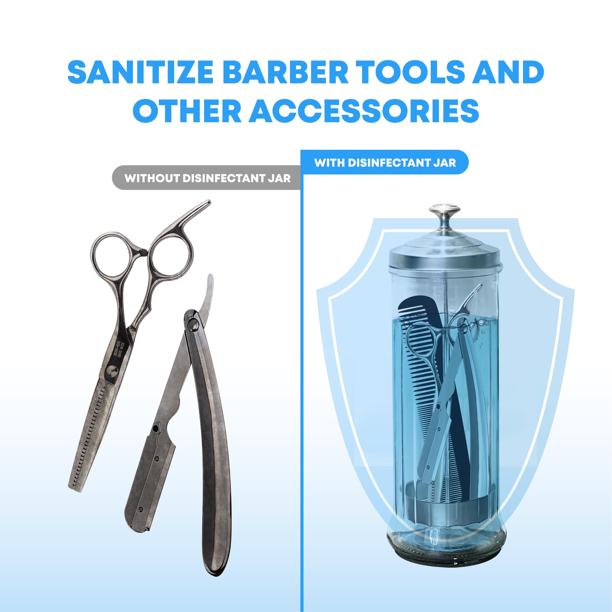 American Hawks 35 Oz Barber Disinfectant Jar Desinfectante Jar Sterlizer Jar Barber Jar Glass Manicure Containers Sanitizer Salo