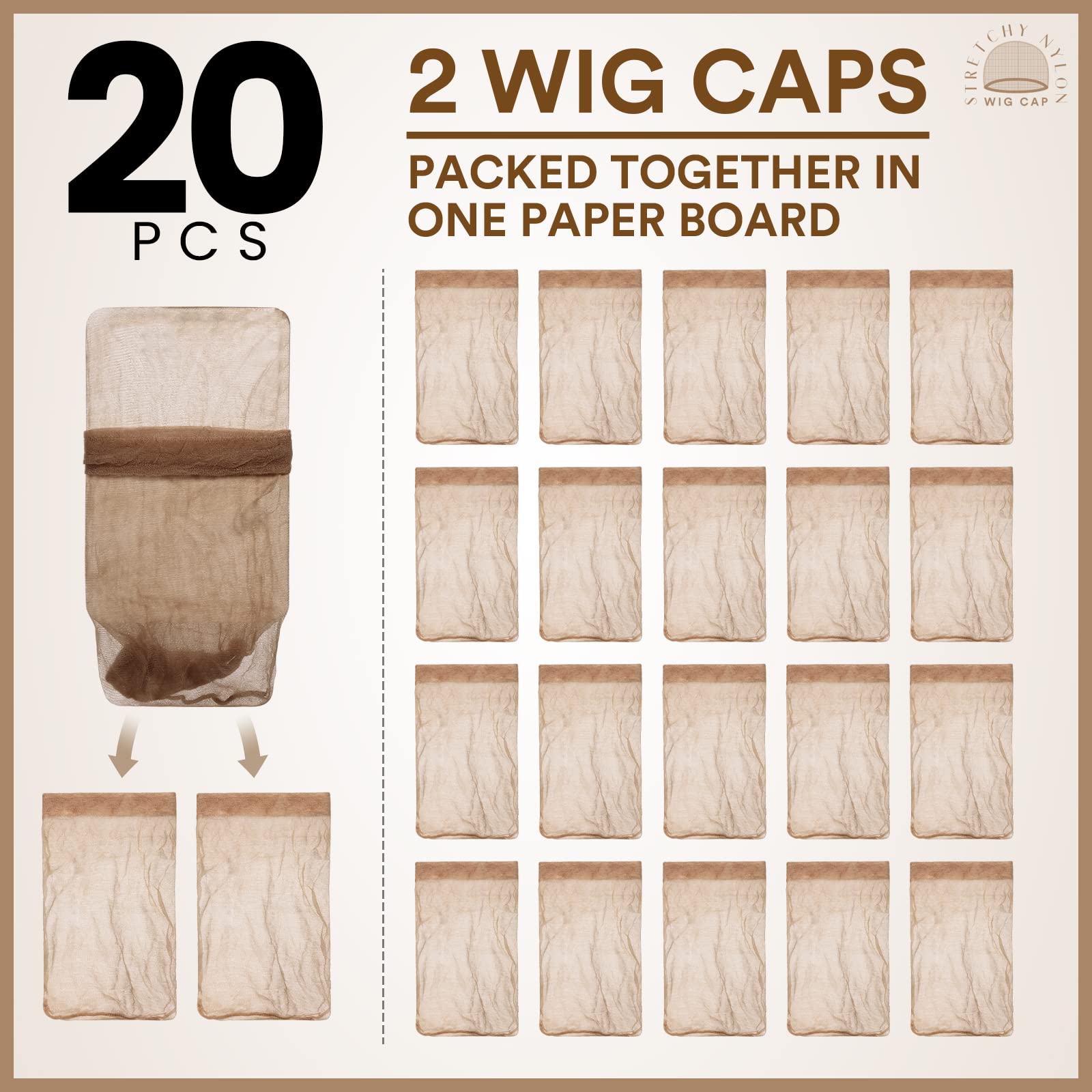 Teenitor 20pcs Hd Wig Caps, Wig Caps for Women Lace Front, Stocking Cap, Sheer Wig Cap, Wig Caps for Women, Thin Nylon Cap, Brow