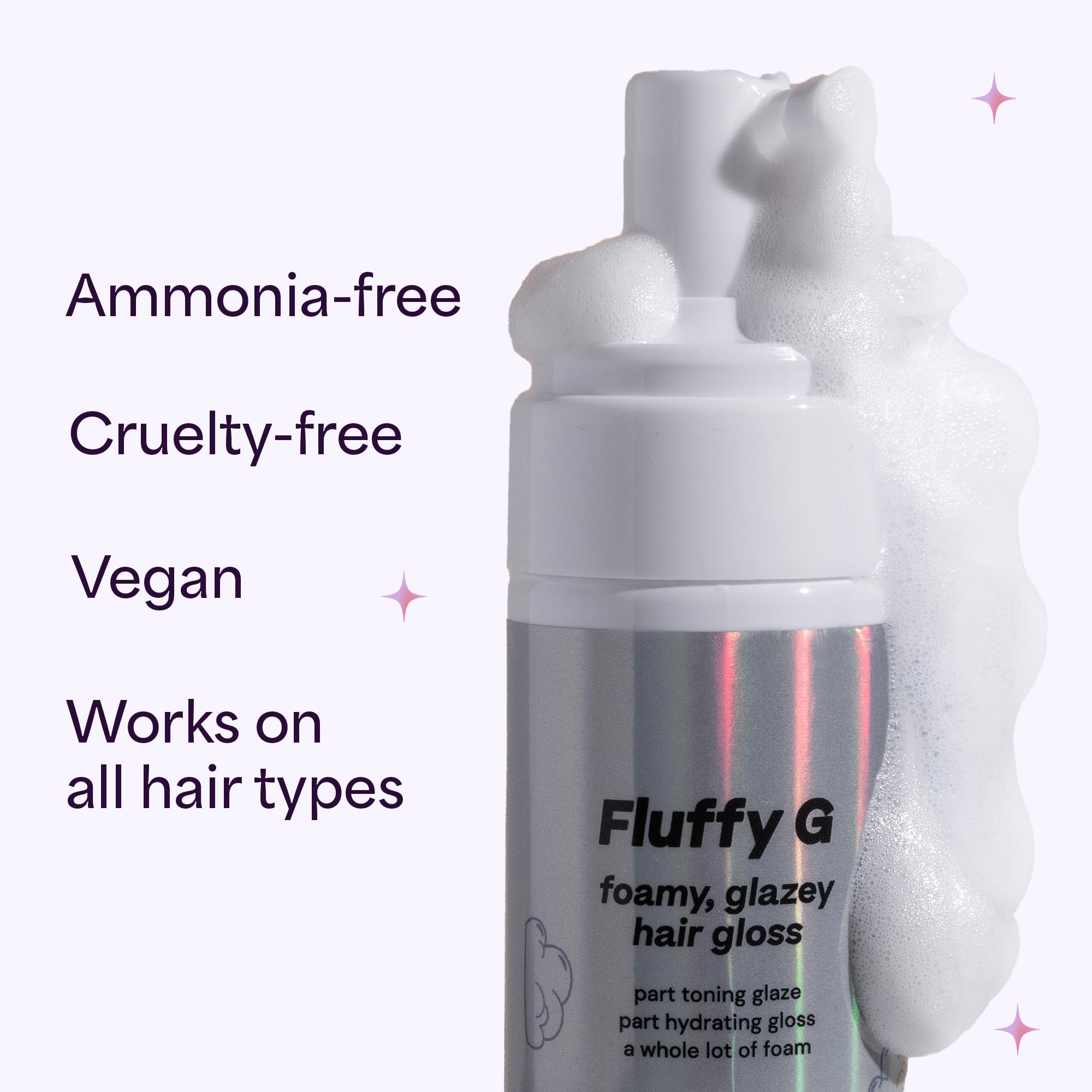 Fluffy G Hair Gloss by Hally Hair, (Clear) - 3.4 fl oz - Hair Glaze for Color-Treated, Fine, Dry & Frizzy Hair - High Shine Shin