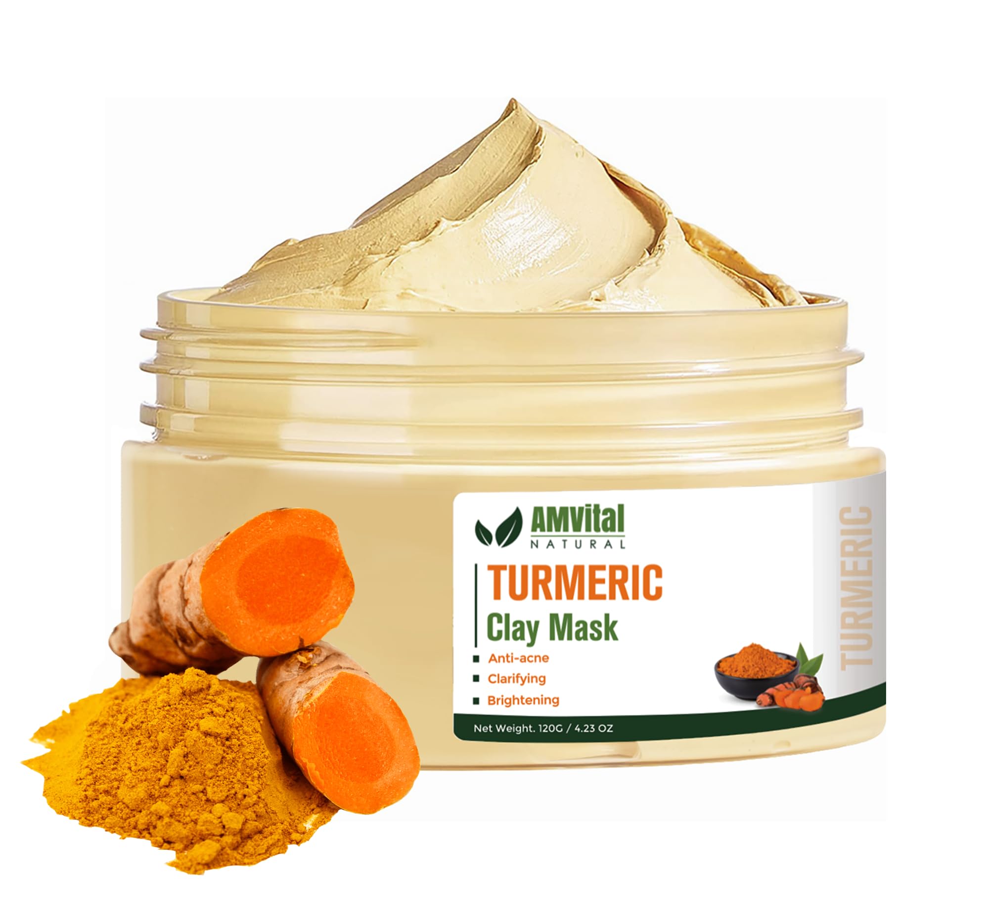 AMVital Turmeric Face Mask, Clay Facial Masks with Vitamin C, Skin Care for Acne and dark Spots, Smooth & Refine Pores, Anti Agi