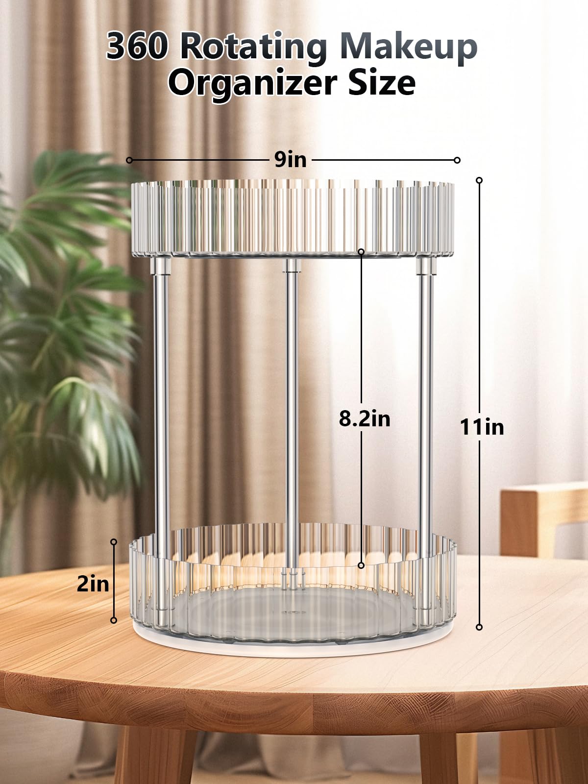 Wnyt Makeup Organizer,360 Rotating Makeup Organizer, 2-Tier Round Rotating Skincare Organizer Countertop,Fits Bedroom, Bathroom,
