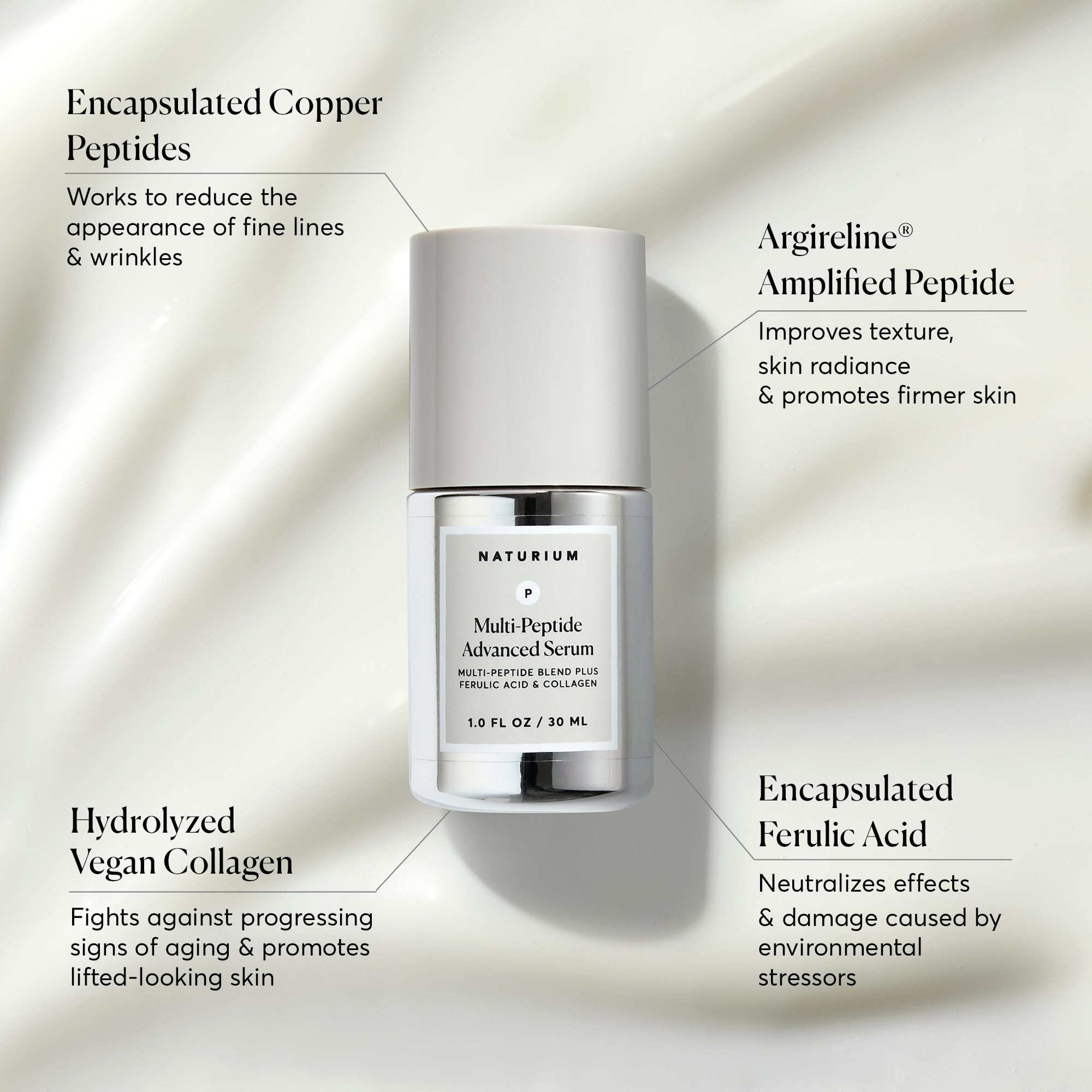 Naturium Multi-Peptide Advanced Serum, Firming & Smoothing Face Serum for Fine Lines & Wrinkles with Advanced Multi-Peptide Blen