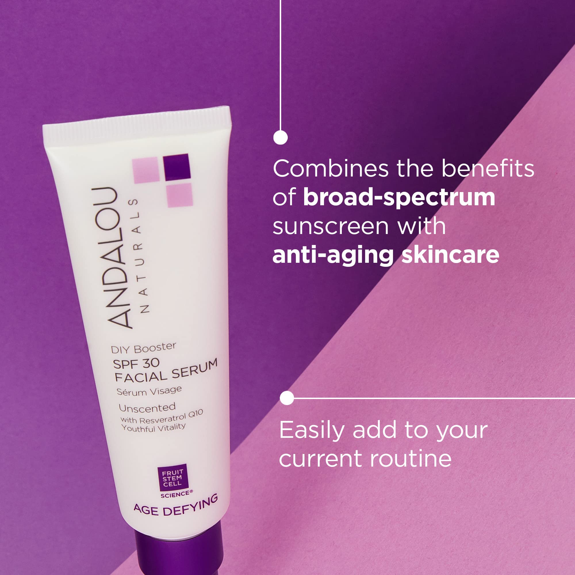 Andalou Naturals Diy Booster Spf 30 Facial Serum Unscented, Anti Aging Face Sunscreen With Broad Spectrum Protection, Moisturizi