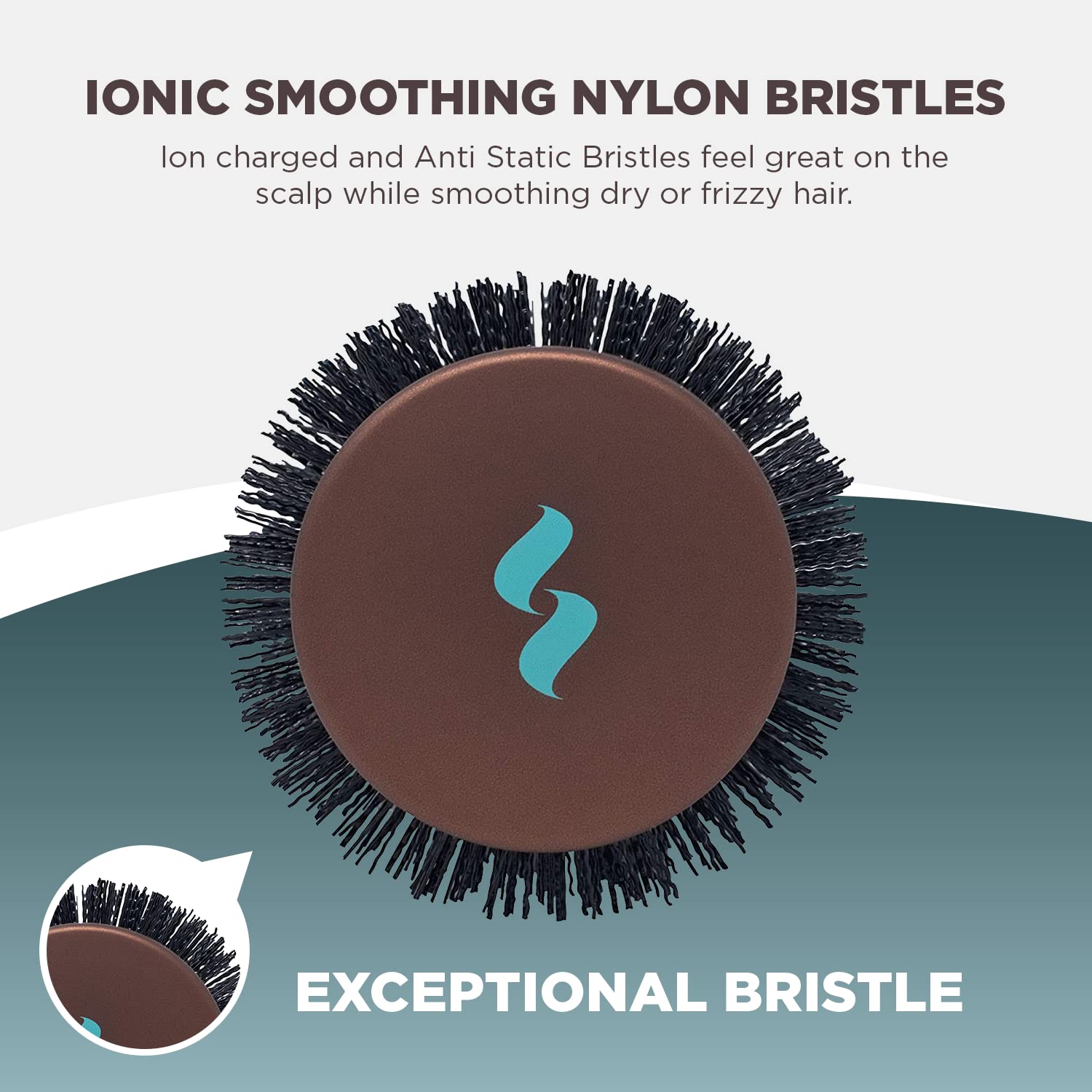 Spornette Ion Fusion 3 inch Round Brush With Thermal Ceramic Barrel And Ion-charged Anti Static Nylon Bristles For Blow Drying,