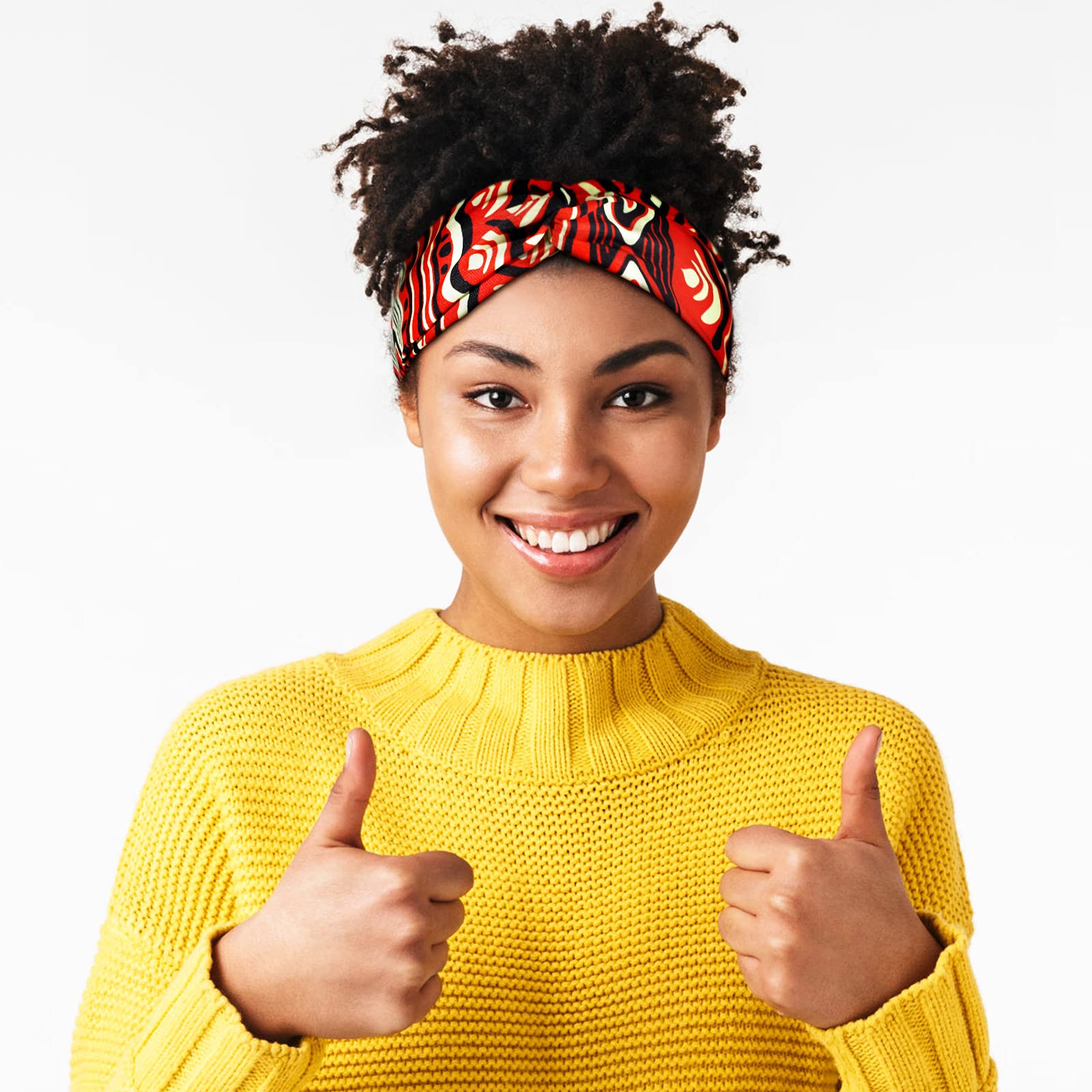 12 Pieces African Headbands Boho Print Headband Twist Knot Elastic Hair Bands Criss Cross Vintage Headband Workout Yoga Sports H