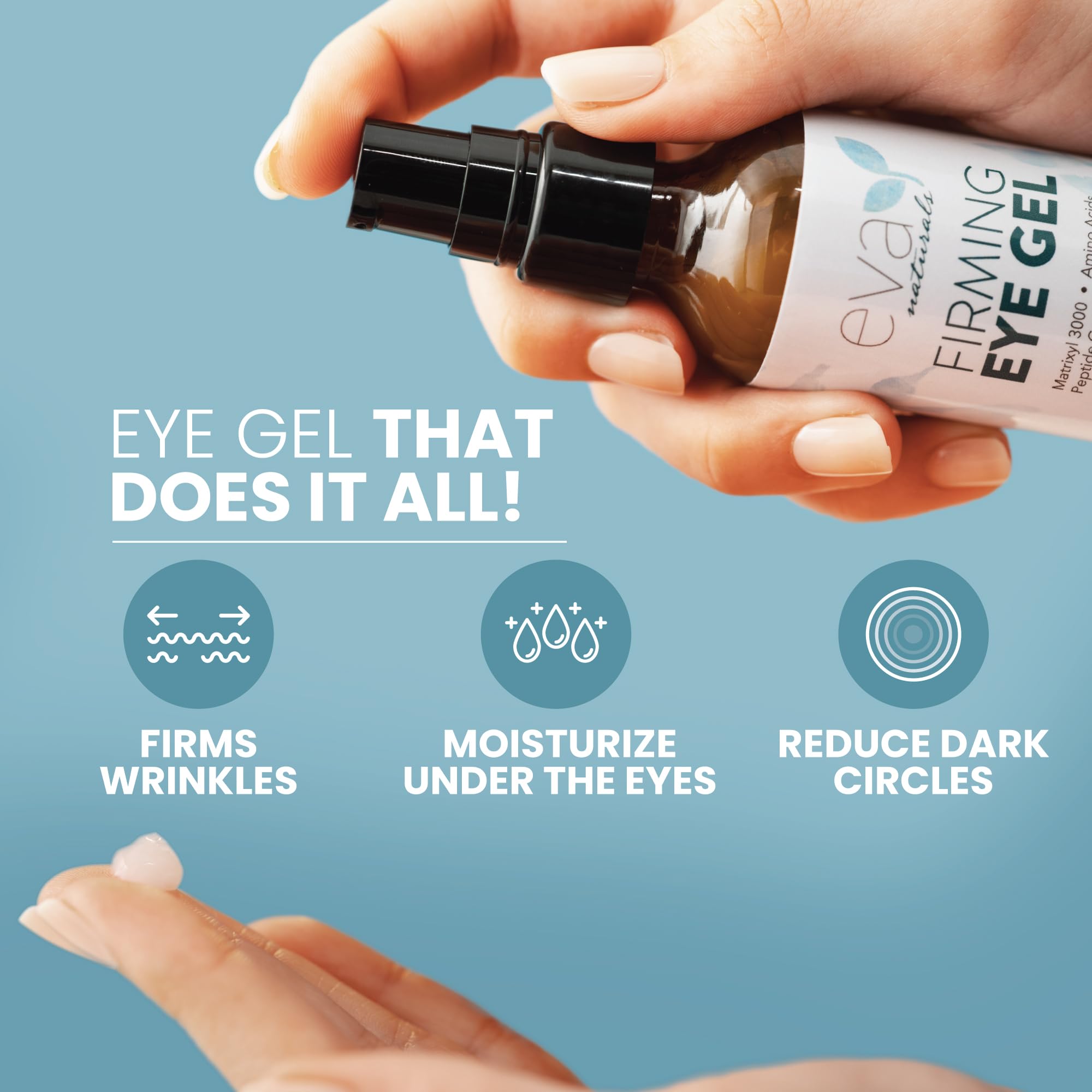 Anti-Aging Eye Gel - Luxurious Hydrating Under Eye Cream For Dark Circles and Puffiness, Bags, Crows Feet, Wrinkles - With Hyalu