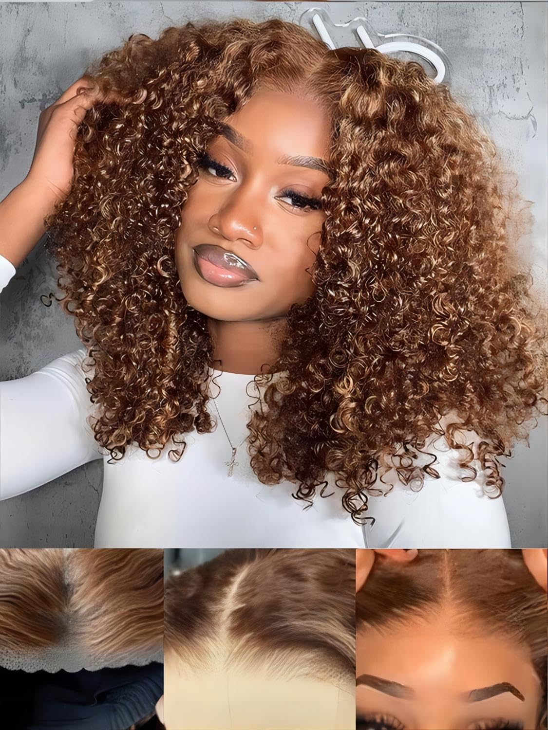 Isee Wear And Go Glueless Wig Honey Blonde Afro Kinky Curly Lace Front Wigs Human Hair 7X5 Hd Lace Wigs For Women Pre Cut Gluele