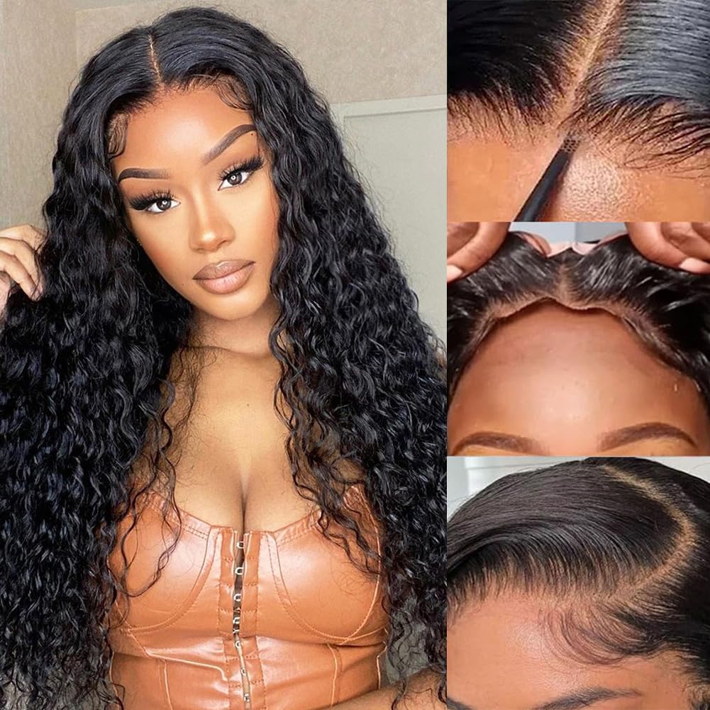 4X4 Hd Lace Closure Wigs Human Hair Wear & Go Glueless Wig Human Hair Pre Plucked Pre Cut Lace No Glue Water Wave Lace Frontal H