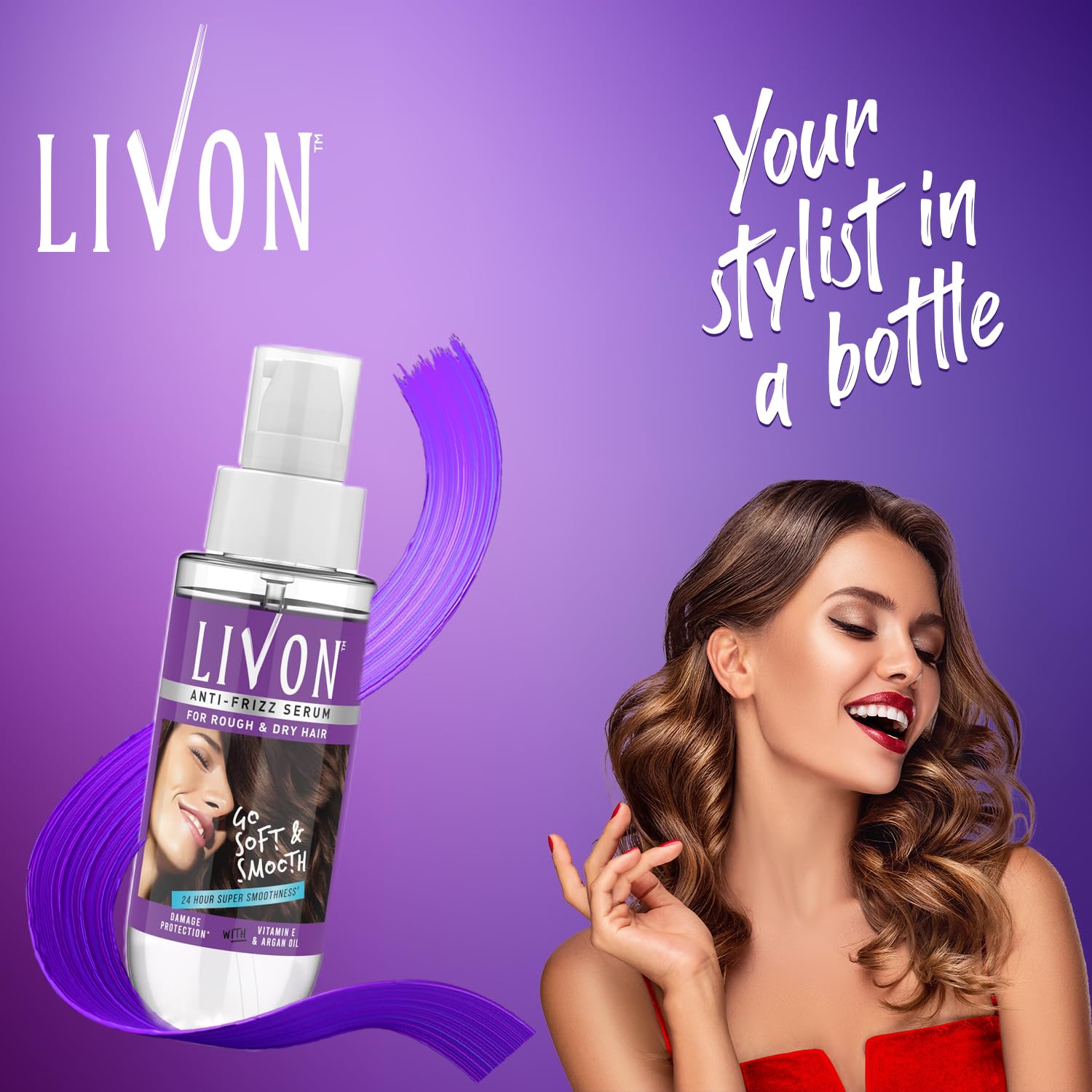 Livon Anti Frizz Serum With Vitamin E & Argan Oil| For Women & Men|For Dry & Rough Hair| 24 Hour Frizz Free Smoothness | 3.3 Fl.