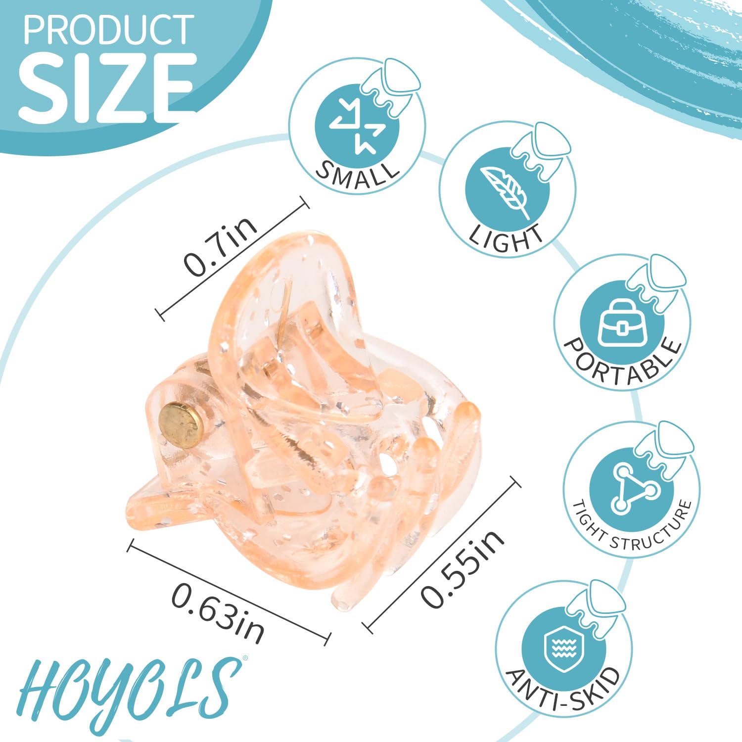 Hoyols Mini Small Hair Clip, Sparkle Clamp Tiny Colorful Claw Clip Jaw Cute Grip for Kids Baby Girls Toddler Women Curly Hair Cl
