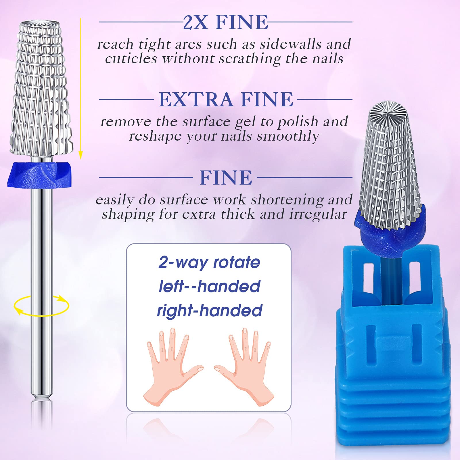 3 Pieces Nail Carbide 5 In 1 Bit Multi-Function Tapered Shaping Nail Drill Carbide Nail Drill Bit Use For Both Left To Right Han