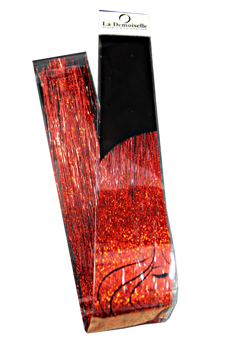 40'' Sparkling Hair Tinsel 100 Strands (Red Fire)