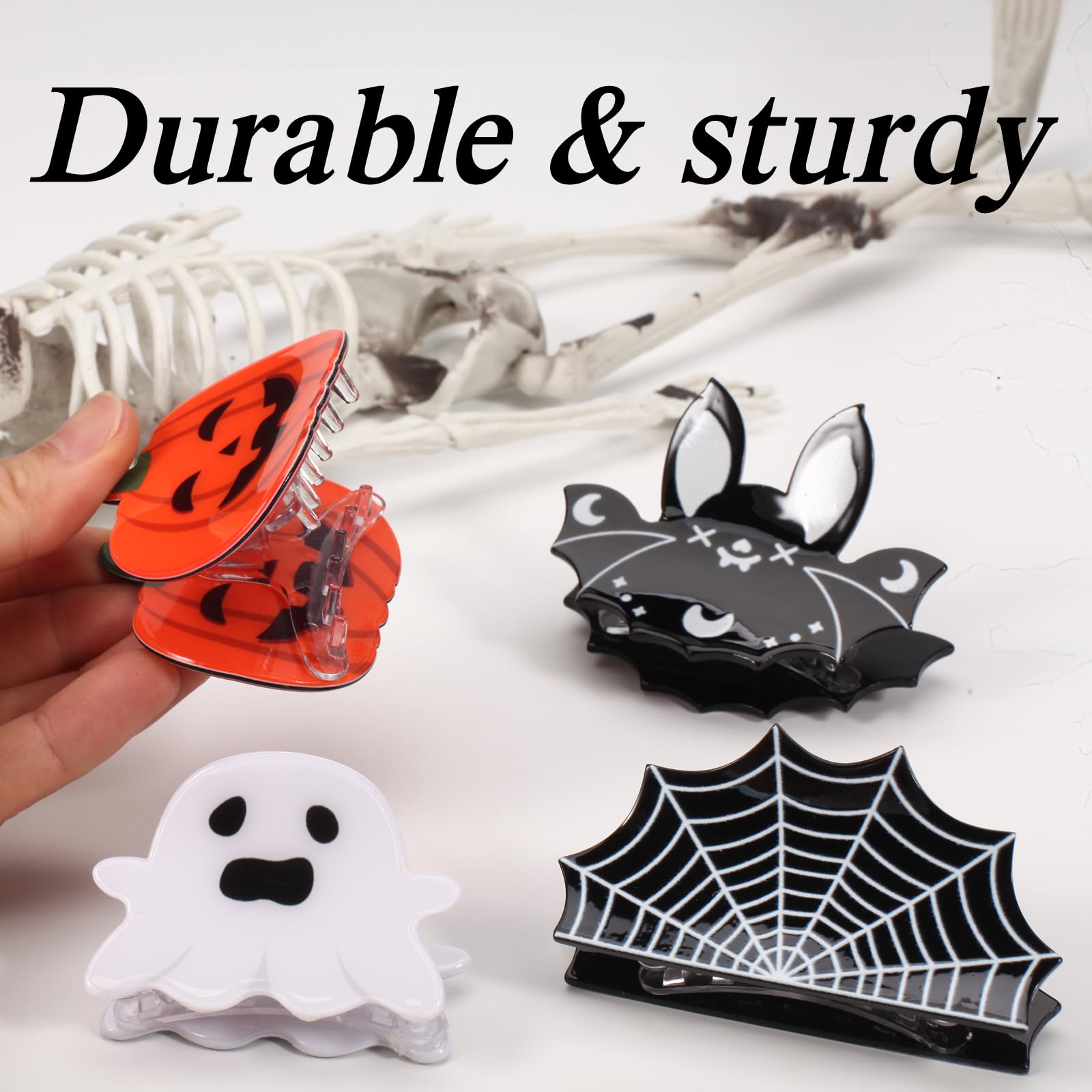 Halloween Hair Clips For Women Girls Cute Bat Spider Web Hair Claw Clips Strong Hold Non Slip Pumpkin Ghost Hair Clip Hair Grips