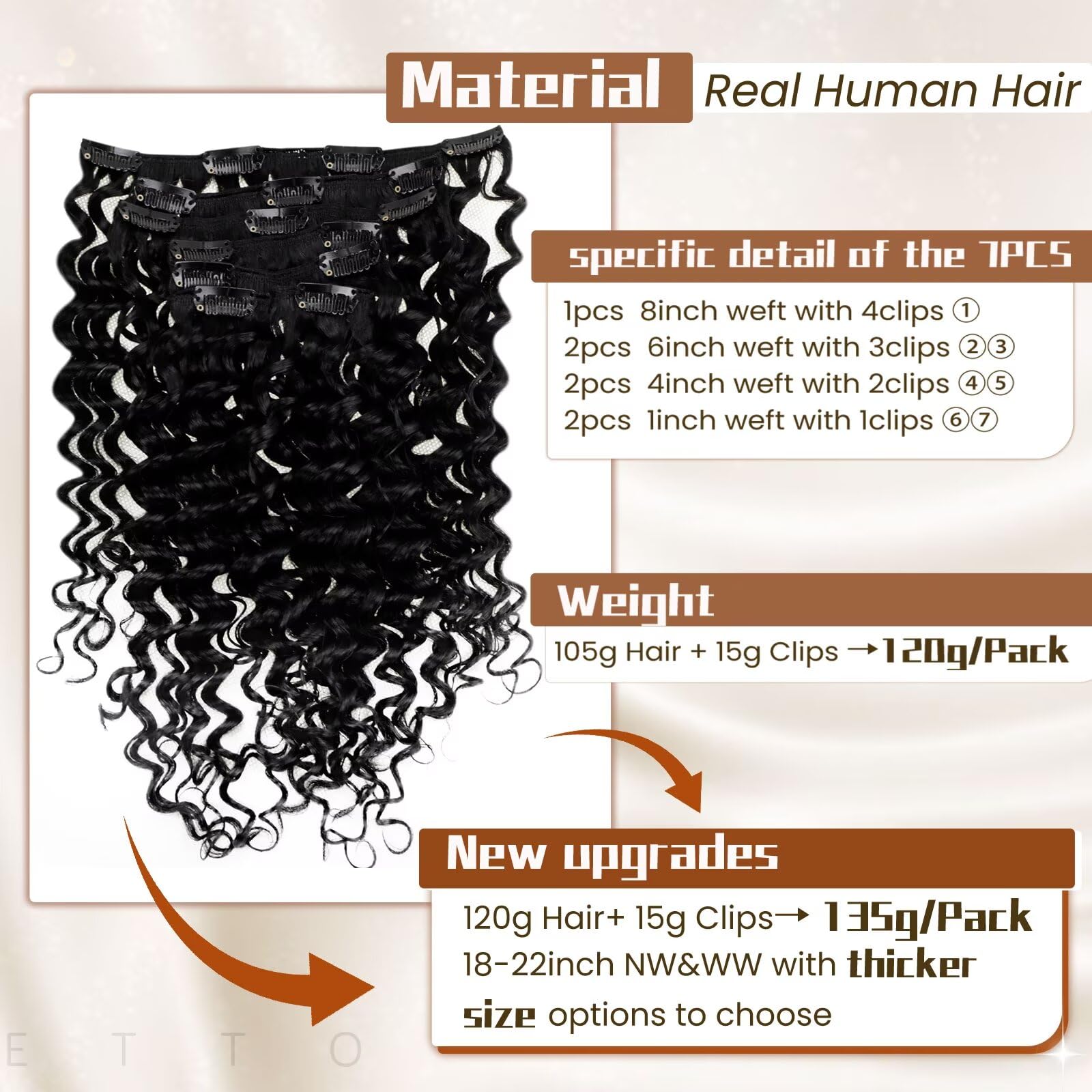 Hetto Black Water Wavy Curly Hair Extensions Clip Ins Jet Black Water Curly Clip In Hair Extensions Real Human Hair Wavy Hair Ex