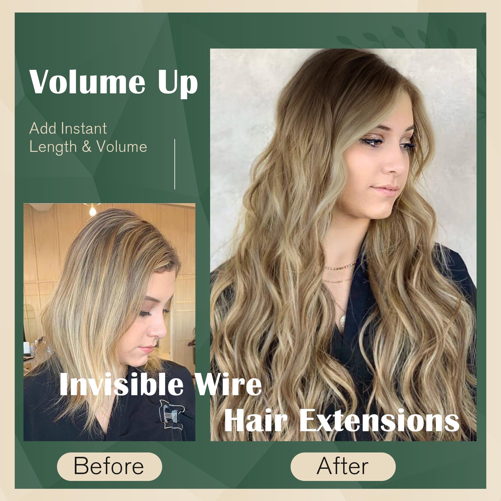 Ugeat 12 Inch Balayage Wire Hair Extensions Balayage Dark Brown To Medium With Bleach Blonde Wire Hair Extensions Human Hair Bal