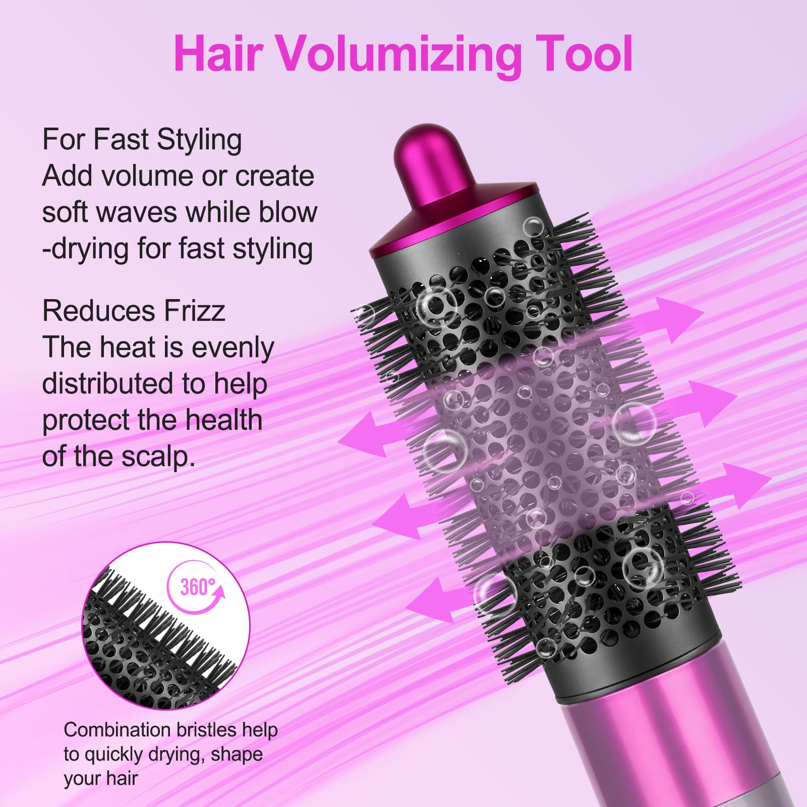 Puregust Round Brush Attachment For Dyson Air Wrap Oval Round Volumizing Brush For Dyson Airwrap Accessories, Rose