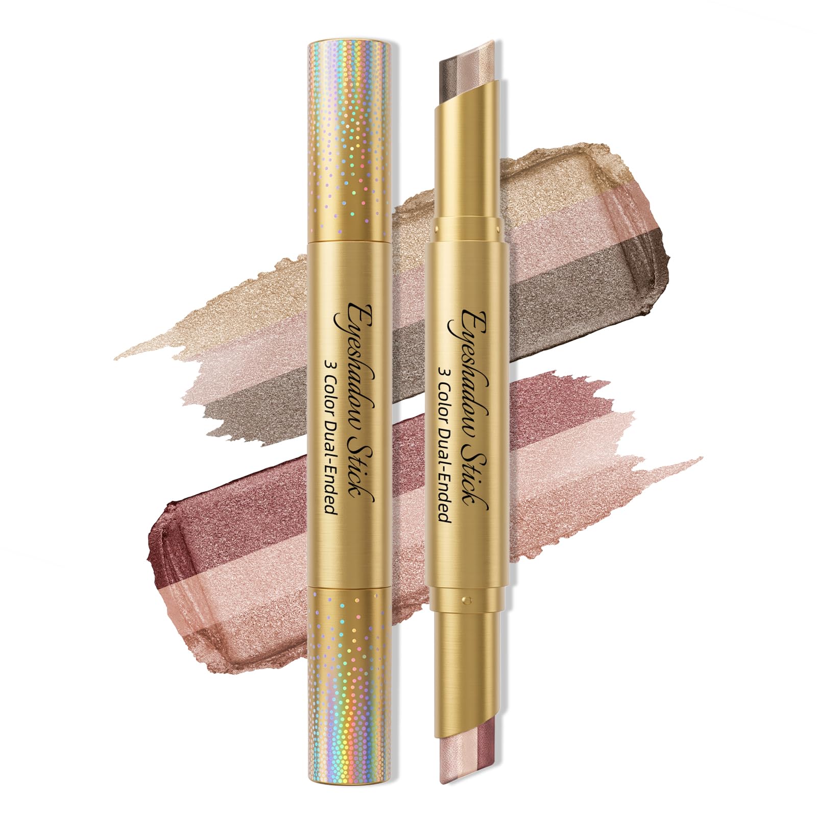 3 Color DualEnded Shimmer Eyeshadow Stick Three Color Cream Eye Makeup, 03